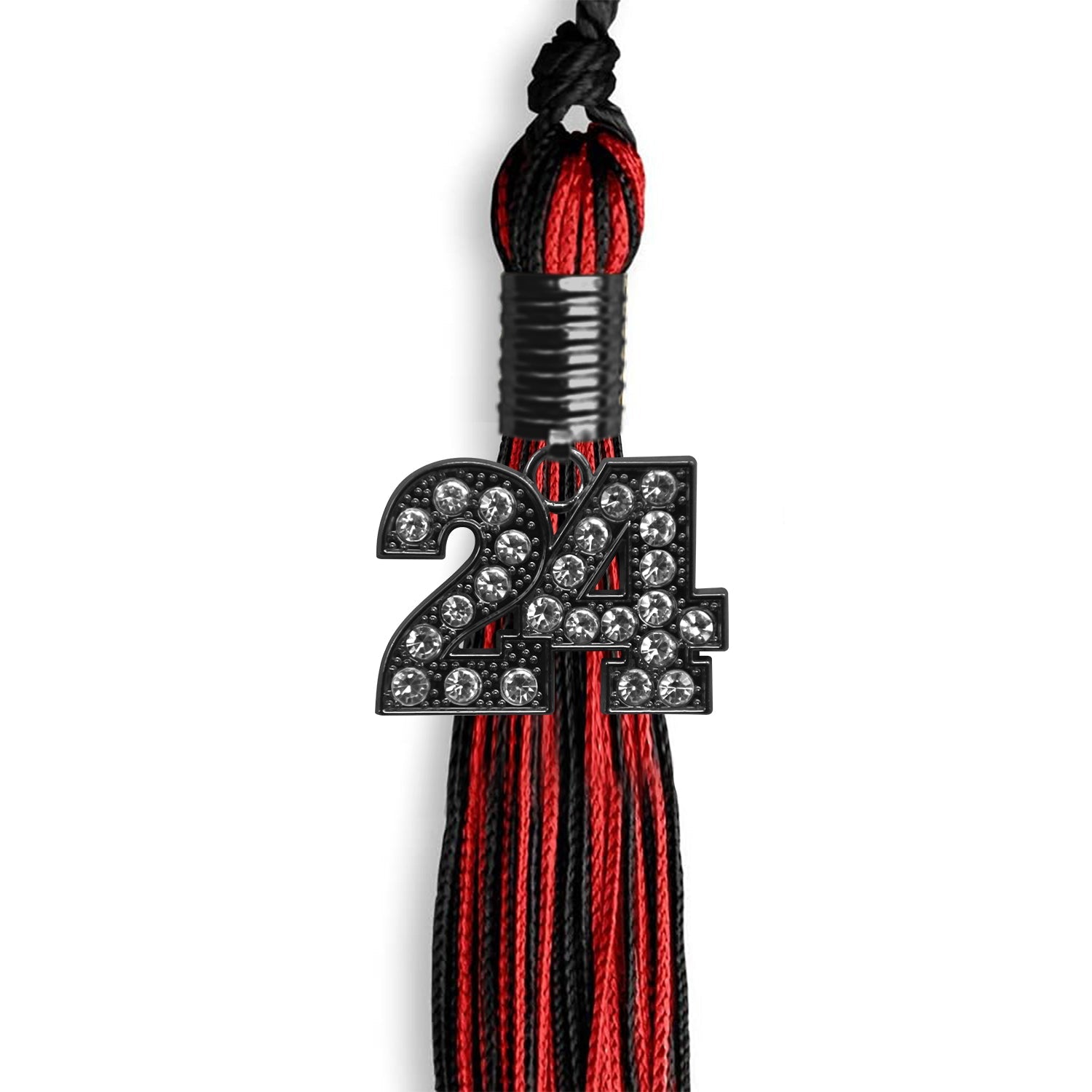 Black/Red Mixed Color Graduation Tassel with Black Date Drop - Endea Graduation