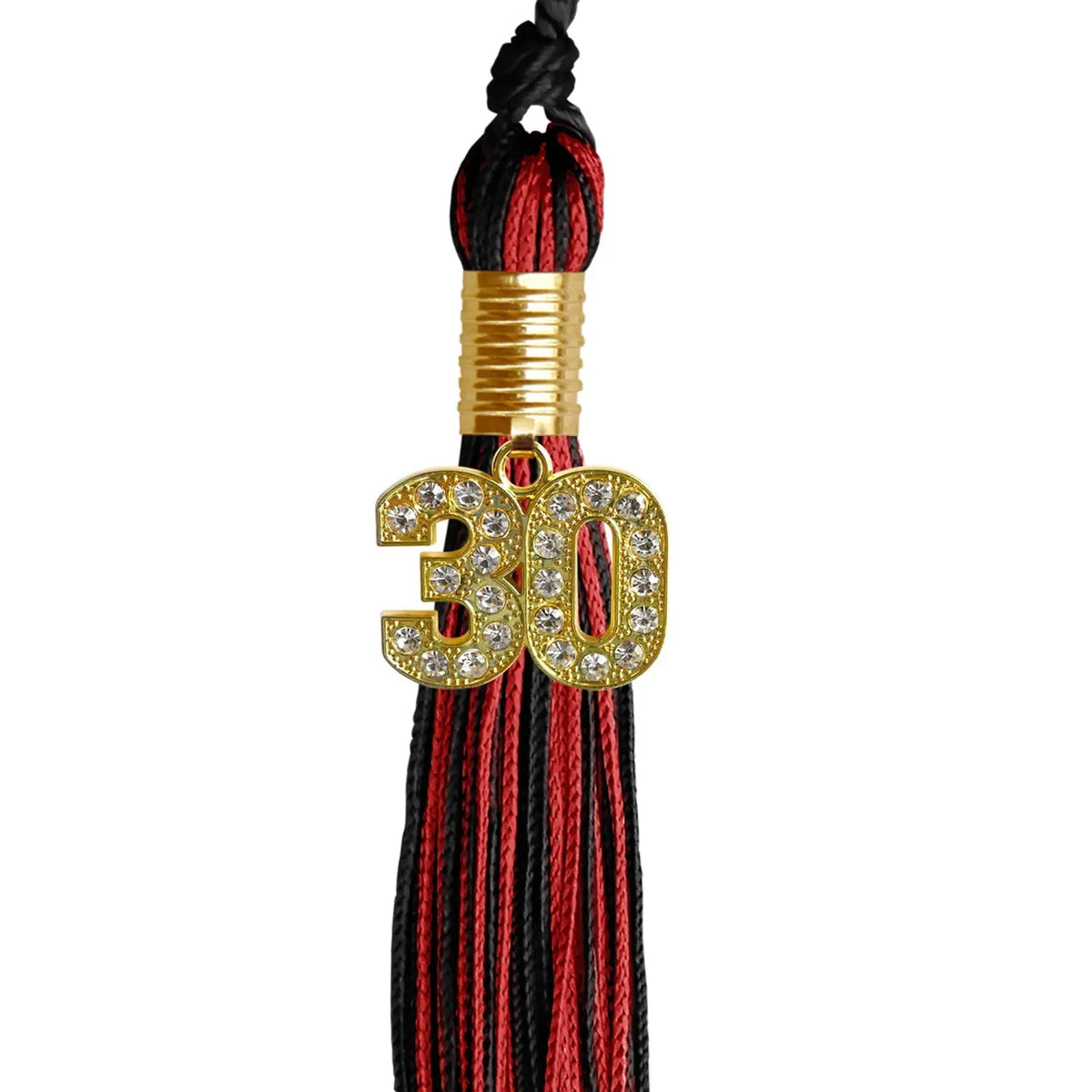 Black/Red Mixed Color Graduation Tassel with Gold Bling Charm - Endea Graduation