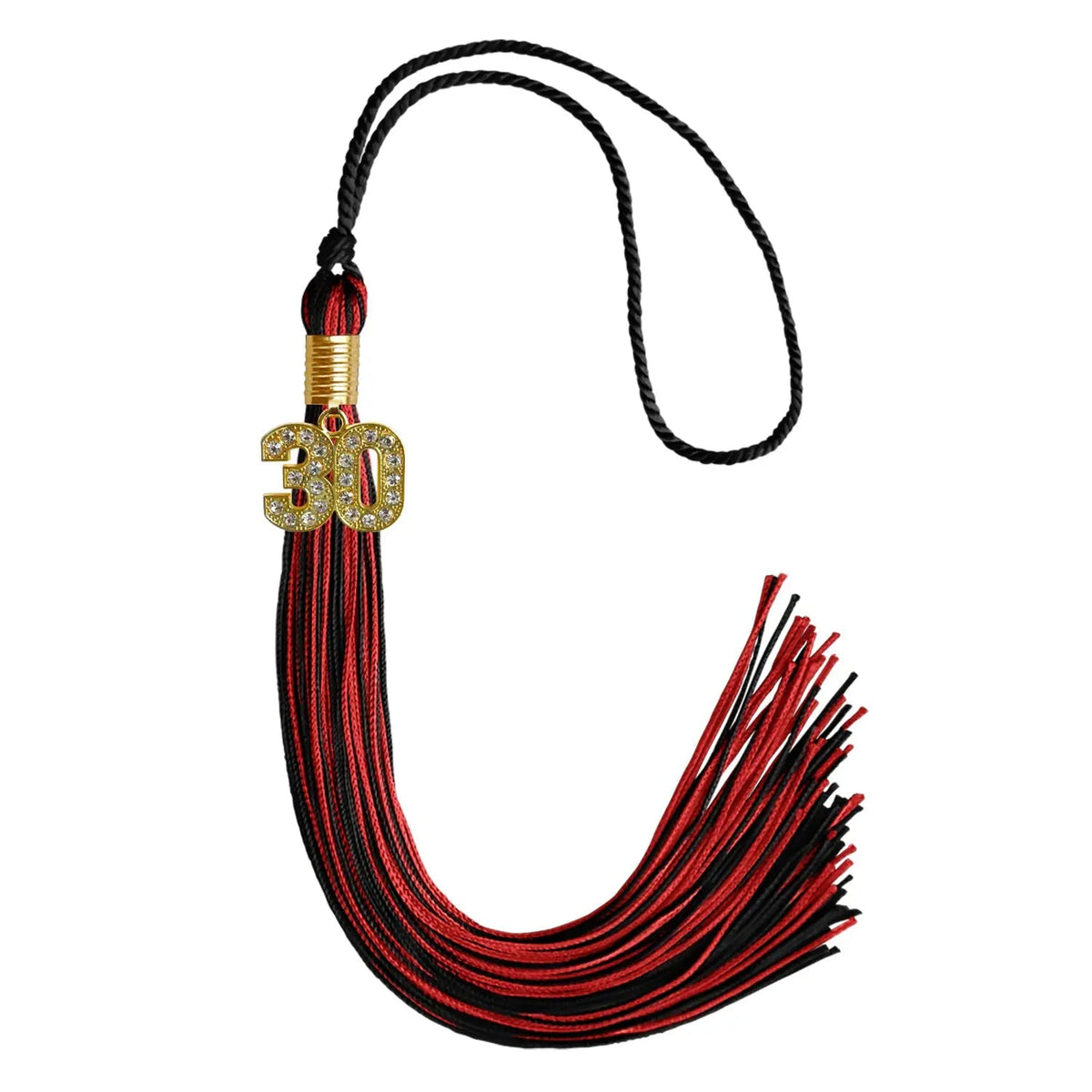 Black/Red Mixed Color Graduation Tassel with Gold Bling Charm - Endea Graduation
