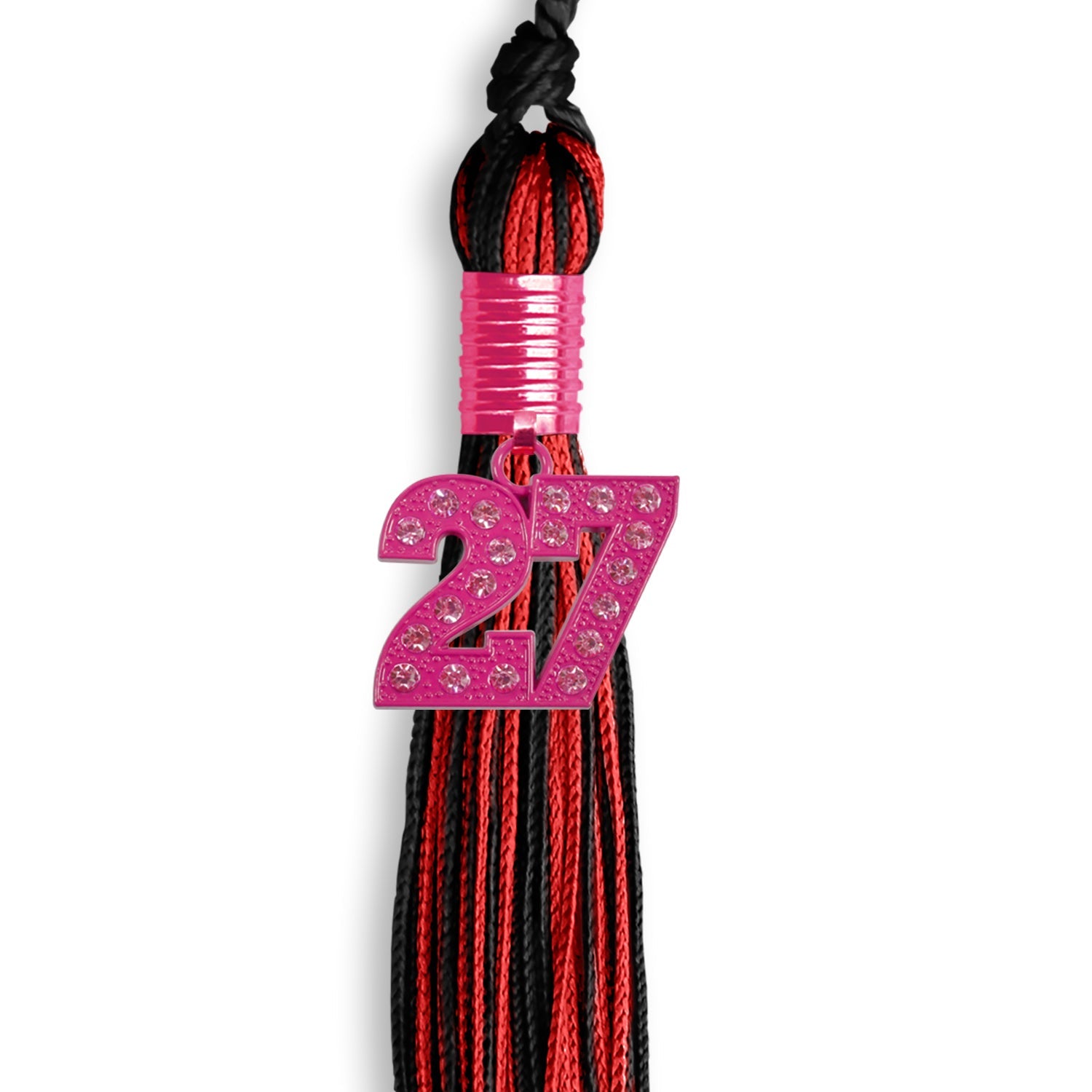 Black/Red Mixed Color Graduation Tassel with Pink Bling Charm - Endea Graduation