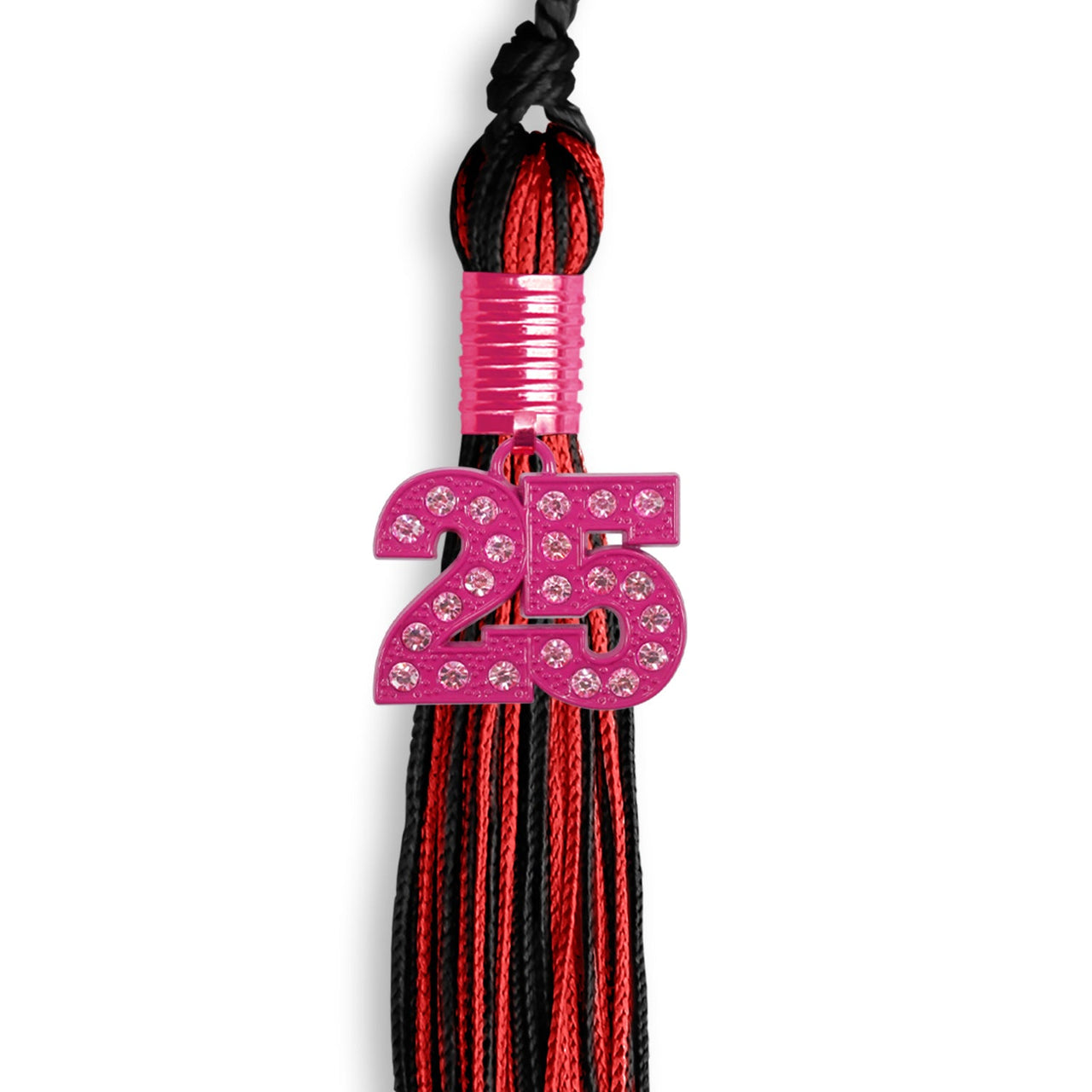 Black/Red Mixed Color Graduation Tassel with Pink Bling Charm - Endea Graduation