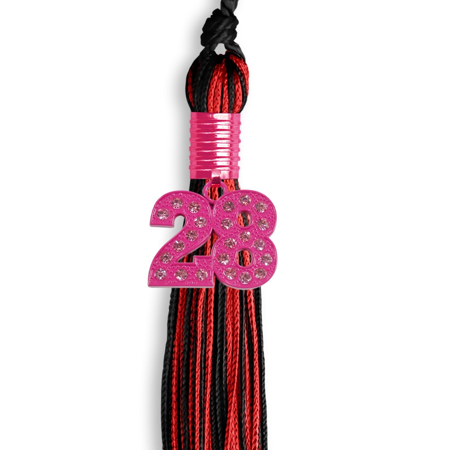 Black/Red Mixed Color Graduation Tassel with Pink Bling Charm - Endea Graduation