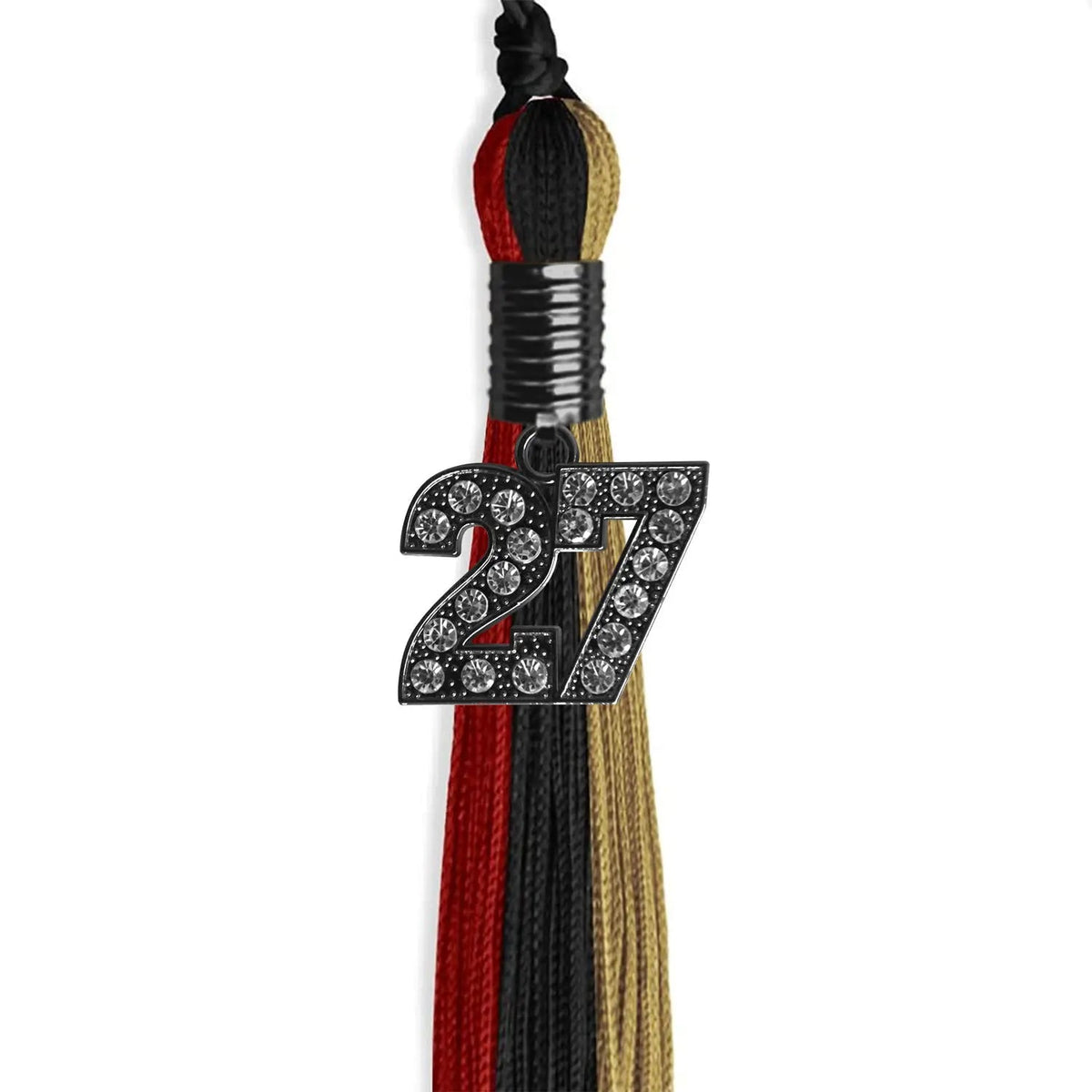 Black/Red/Antique Gold Graduation Tassel with Black Bling Charm - Endea Graduation