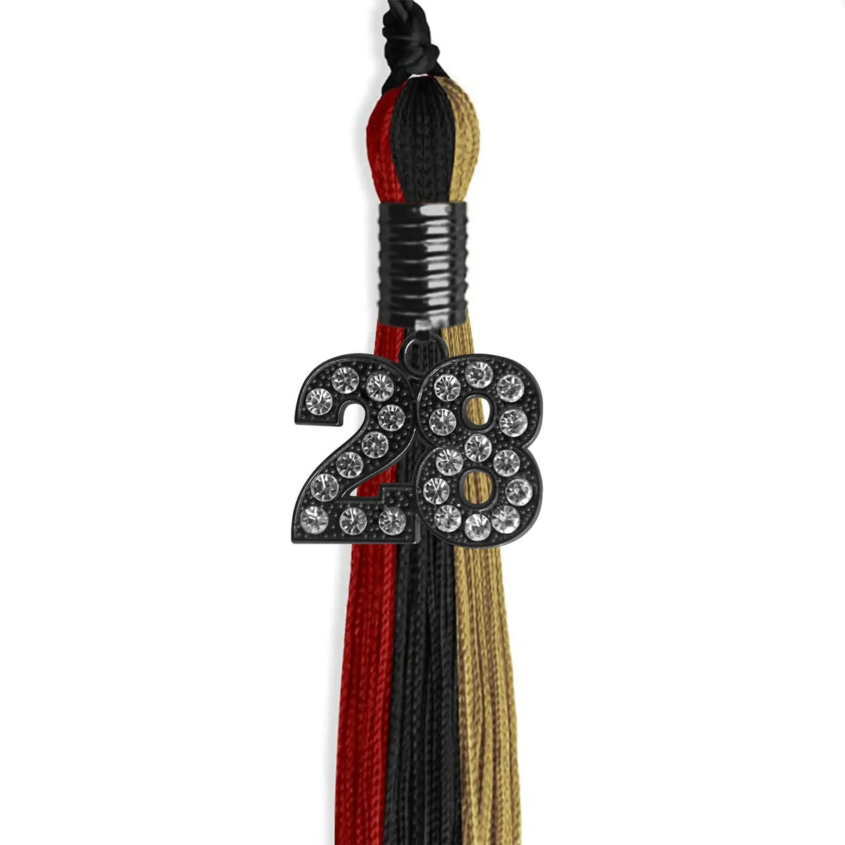 Black/Red/Antique Gold Graduation Tassel with Black Bling Charm - Endea Graduation