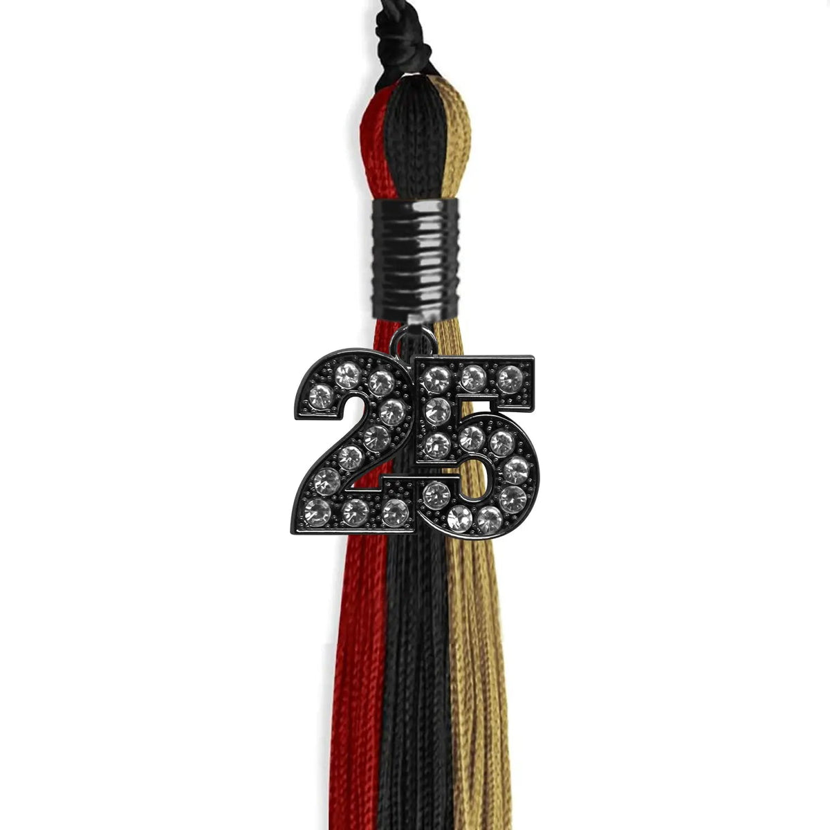Black/Red/Antique Gold Graduation Tassel with Black Bling Charm - Endea Graduation