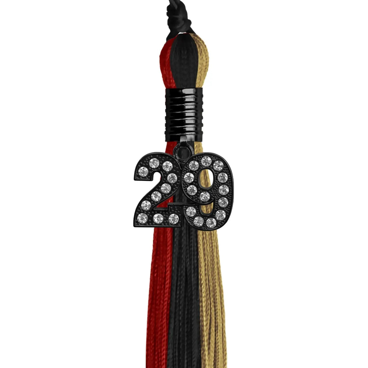 Black/Red/Antique Gold Graduation Tassel with Black Bling Charm - Endea Graduation