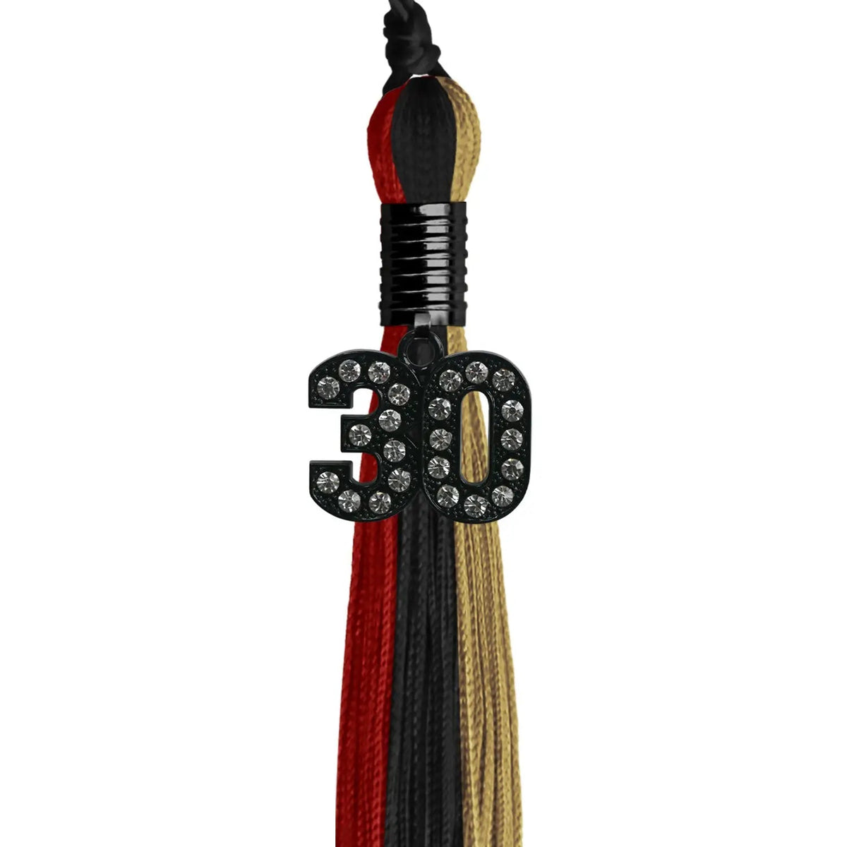 Black/Red/Antique Gold Graduation Tassel with Black Bling Charm - Endea Graduation