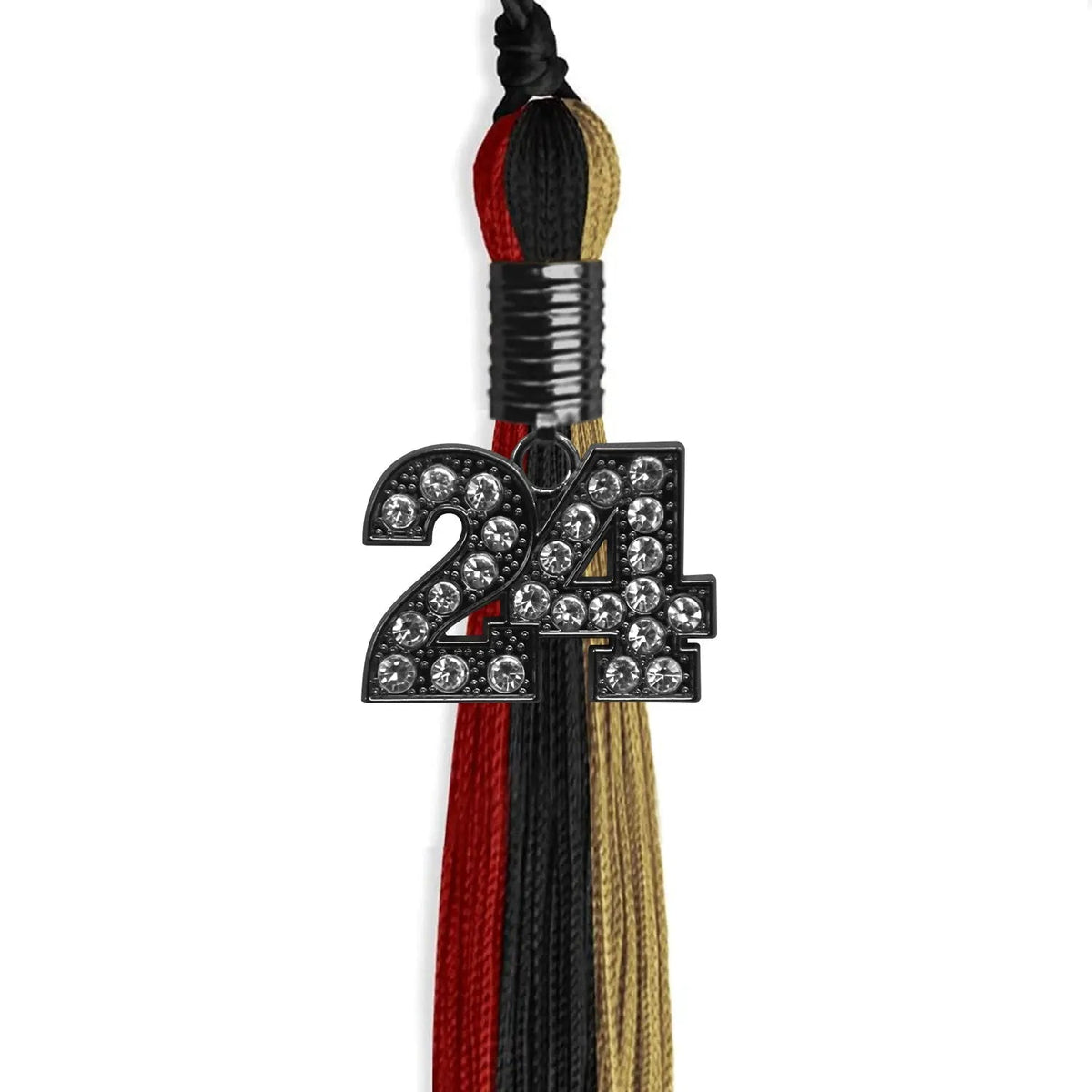 Black/Red/Antique Gold Graduation Tassel with Black Bling Charm - Endea Graduation
