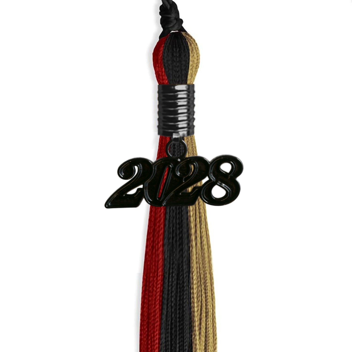 Black/Red/Antique Gold Graduation Tassel with Black Date Drop - Endea Graduation