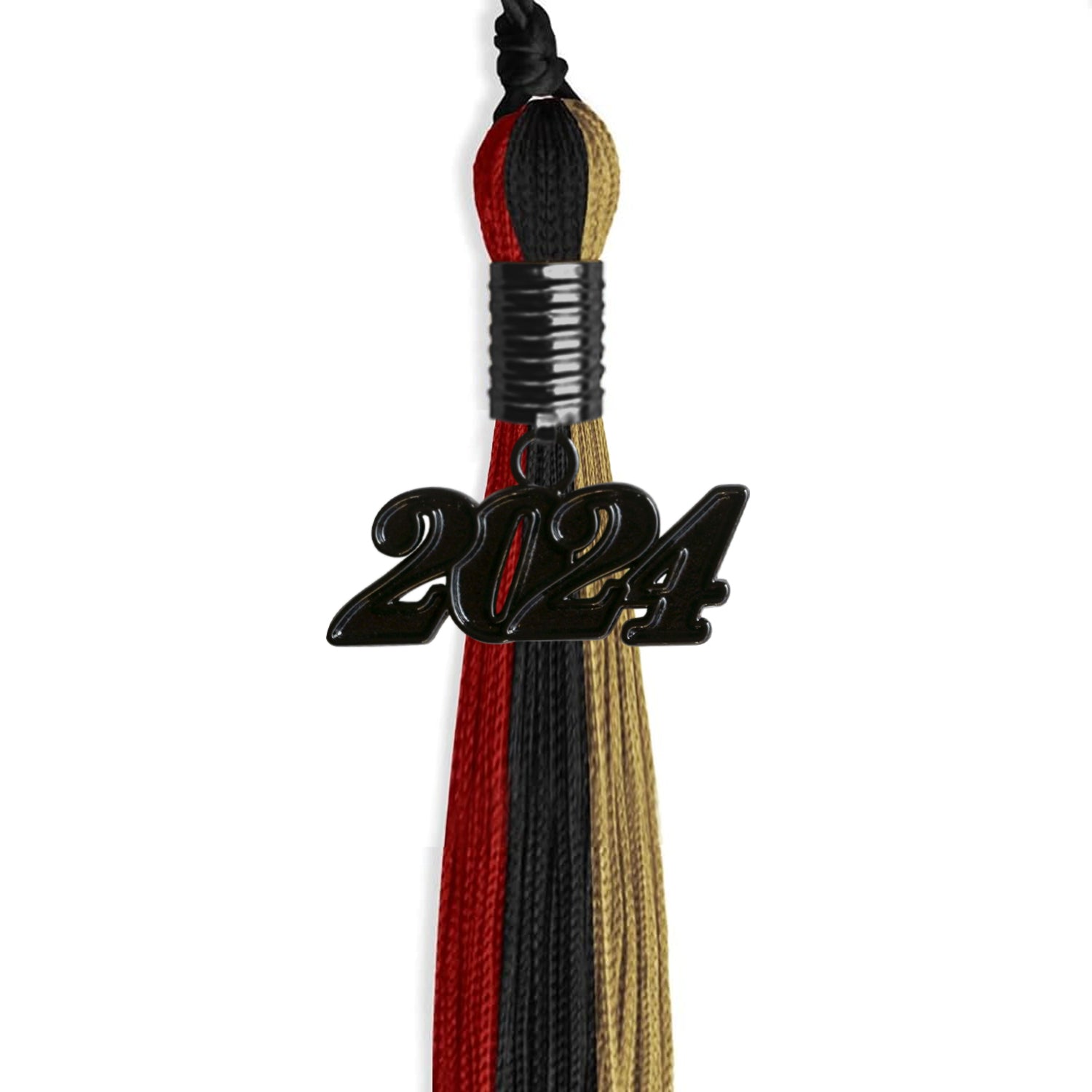 Black/Red/Antique Gold Graduation Tassel with Black Date Drop - Endea Graduation