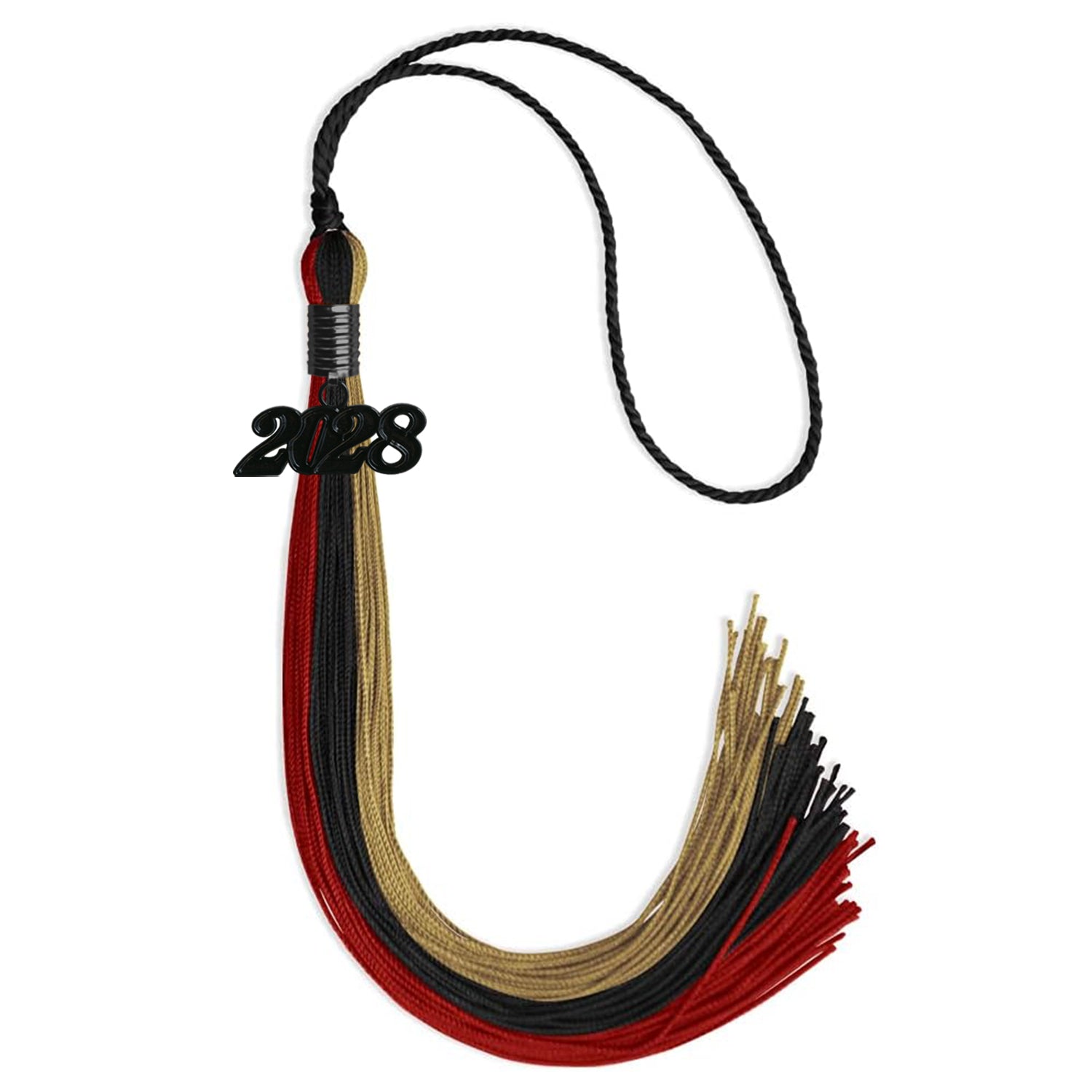 Black/Red/Antique Gold Graduation Tassel with Black Date Drop - Endea Graduation