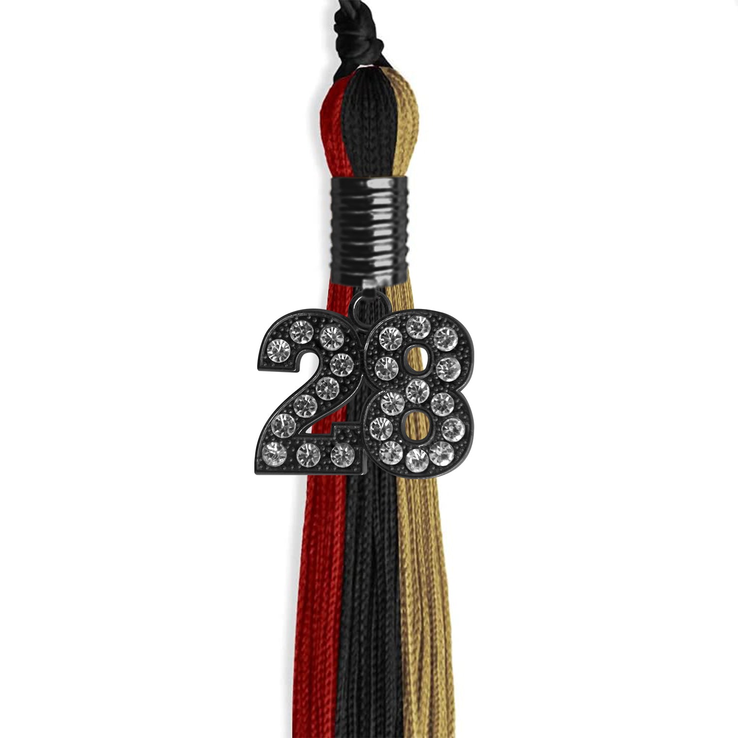 Black/Red/Antique Gold Graduation Tassel with Black Date Drop - Endea Graduation