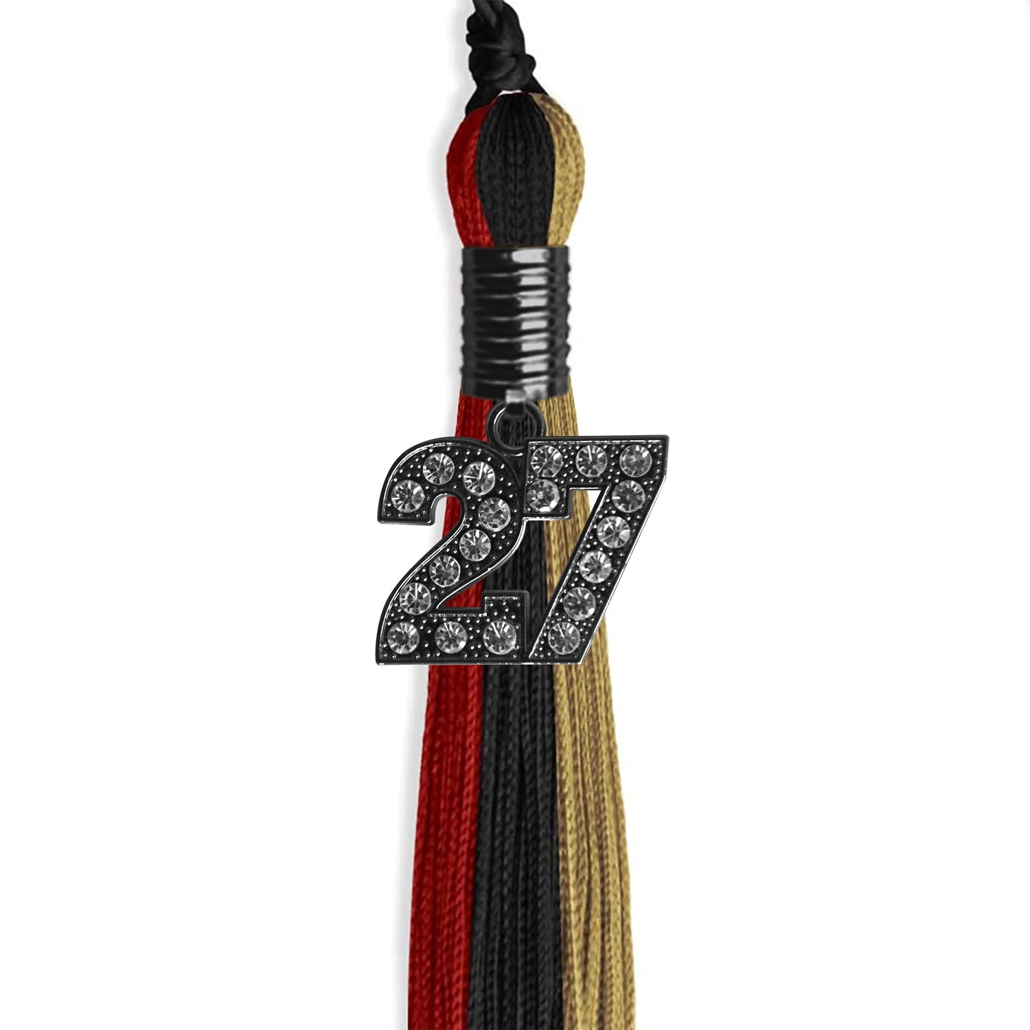 Black/Red/Antique Gold Graduation Tassel with Black Date Drop - Endea Graduation