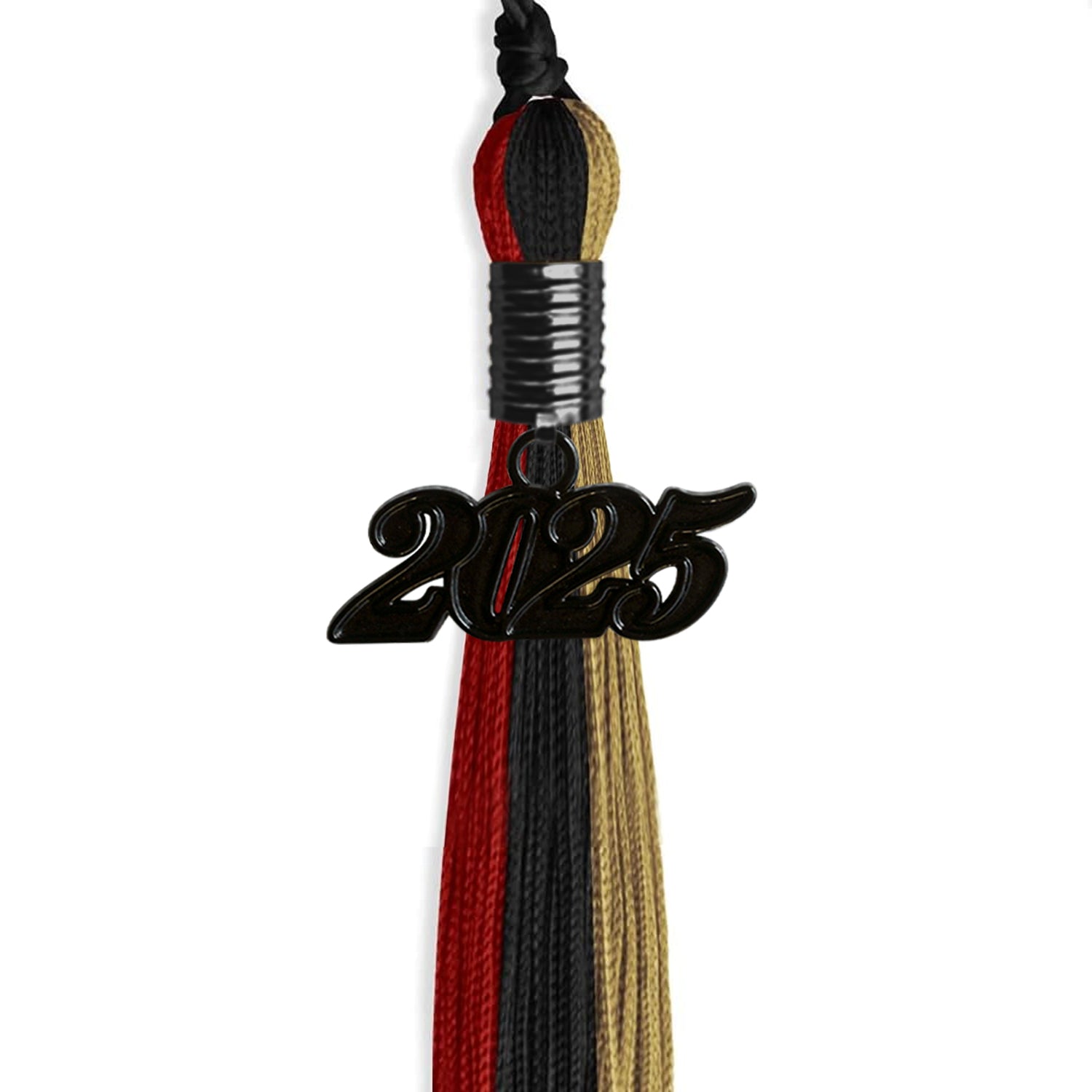 Black/Red/Antique Gold Graduation Tassel with Black Date Drop - Endea Graduation