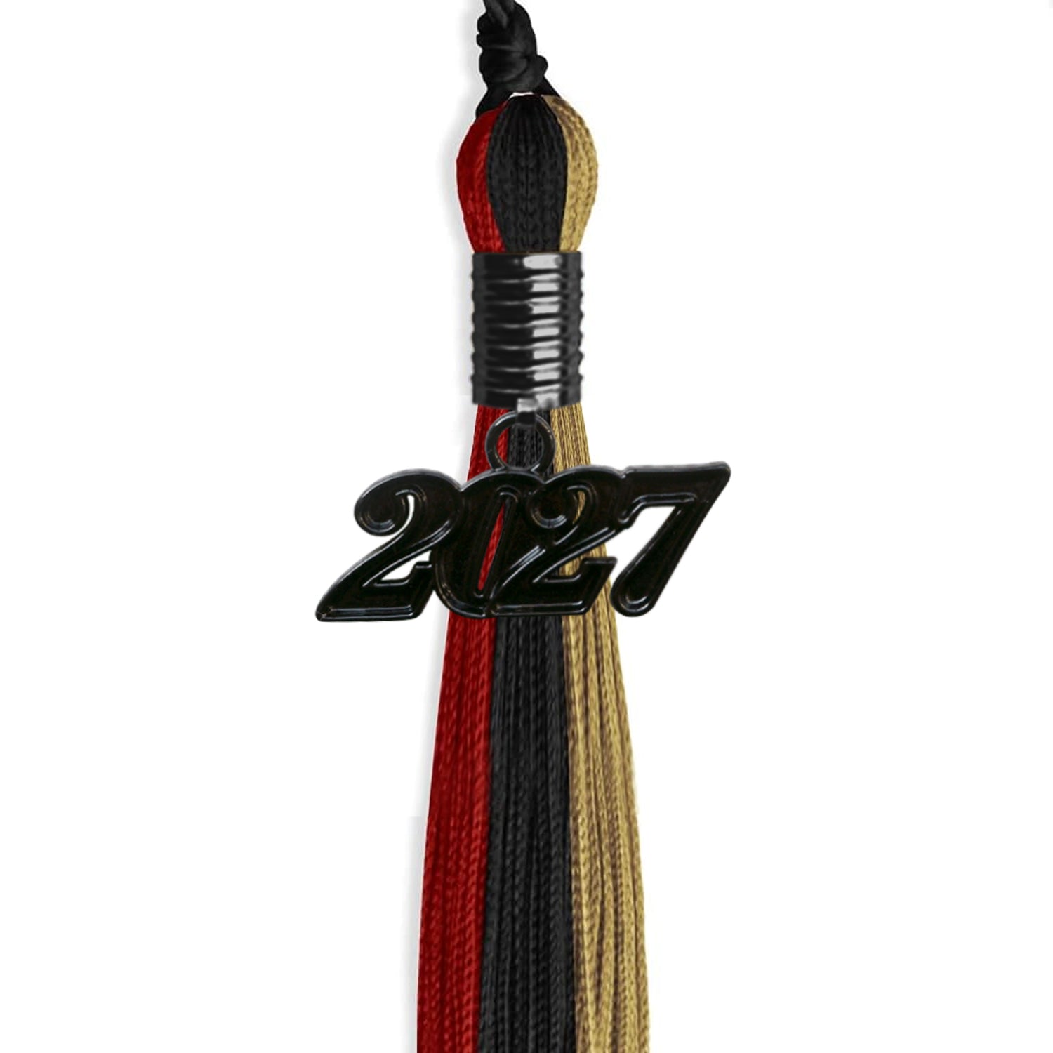 Black/Red/Antique Gold Graduation Tassel with Black Date Drop - Endea Graduation