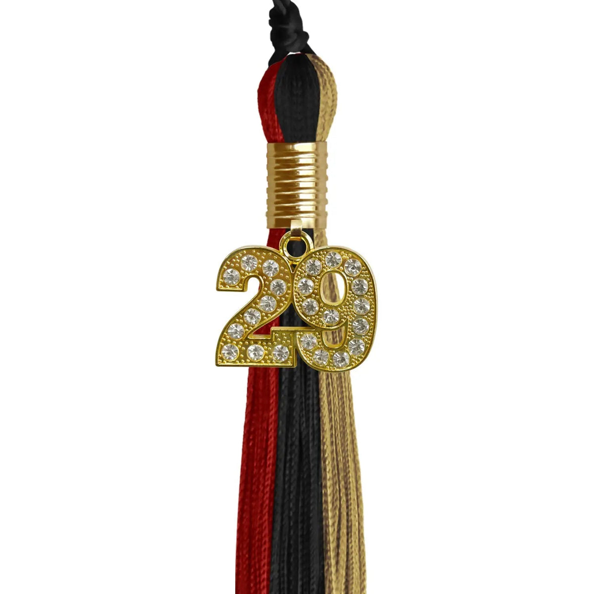 Black/Red/Antique Gold Graduation Tassel with Gold Bling Charm - Endea Graduation
