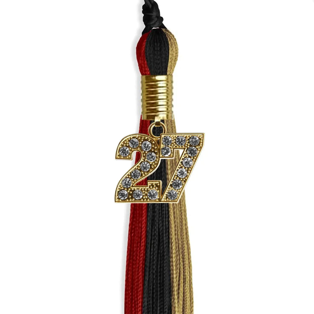 Black/Red/Antique Gold Graduation Tassel with Gold Bling Charm - Endea Graduation