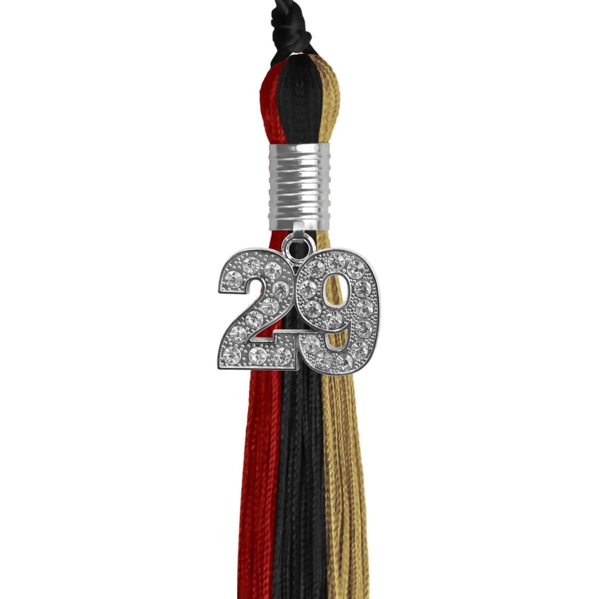Black/Red/Antique Gold Graduation Tassel with Silver Bling Charm - Endea Graduation
