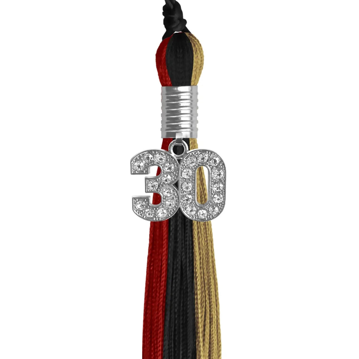 Black/Red/Antique Gold Graduation Tassel with Silver Bling Charm - Endea Graduation