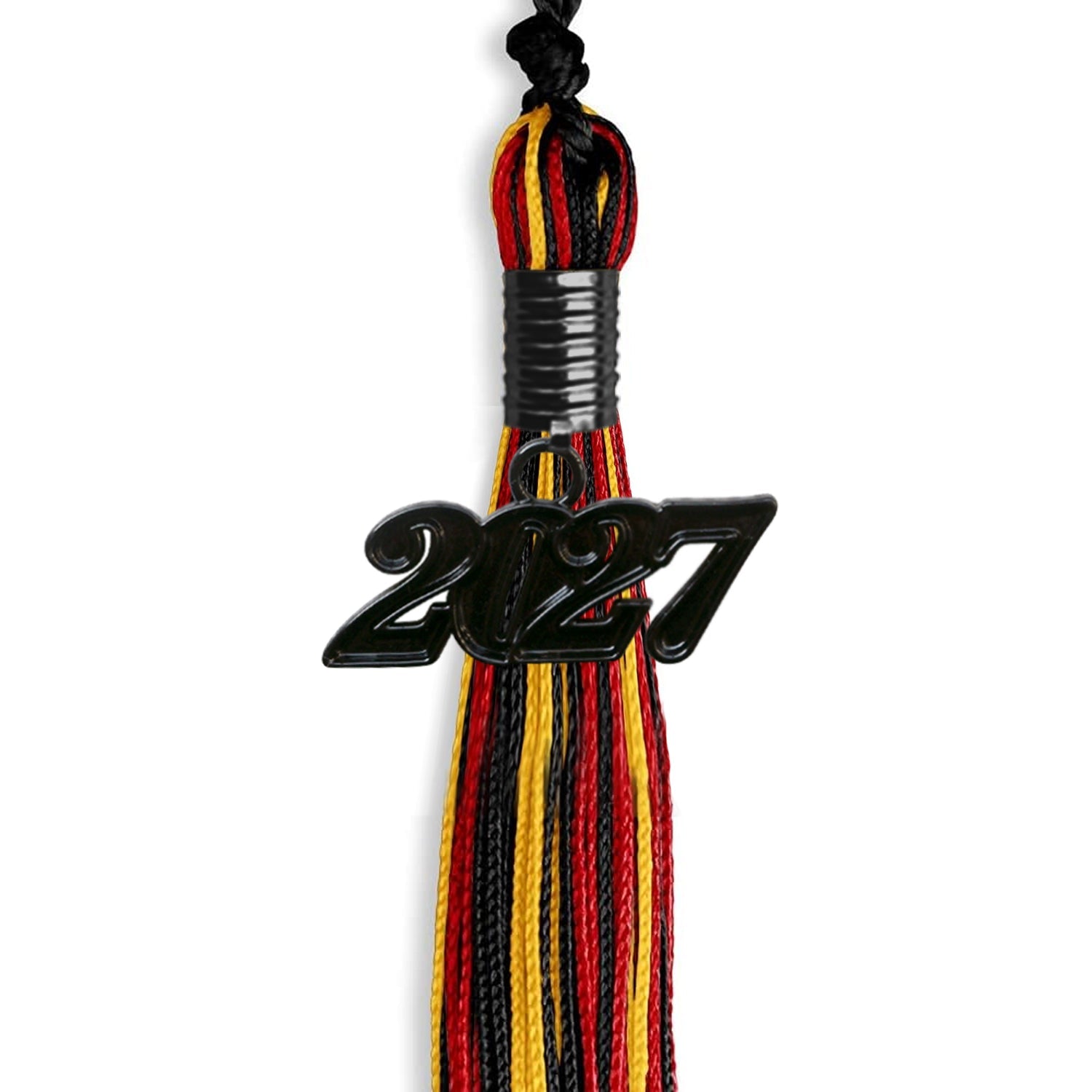 Black/Red/Gold Mixed Color Graduation Tassel with Black Date Drop - Endea Graduation