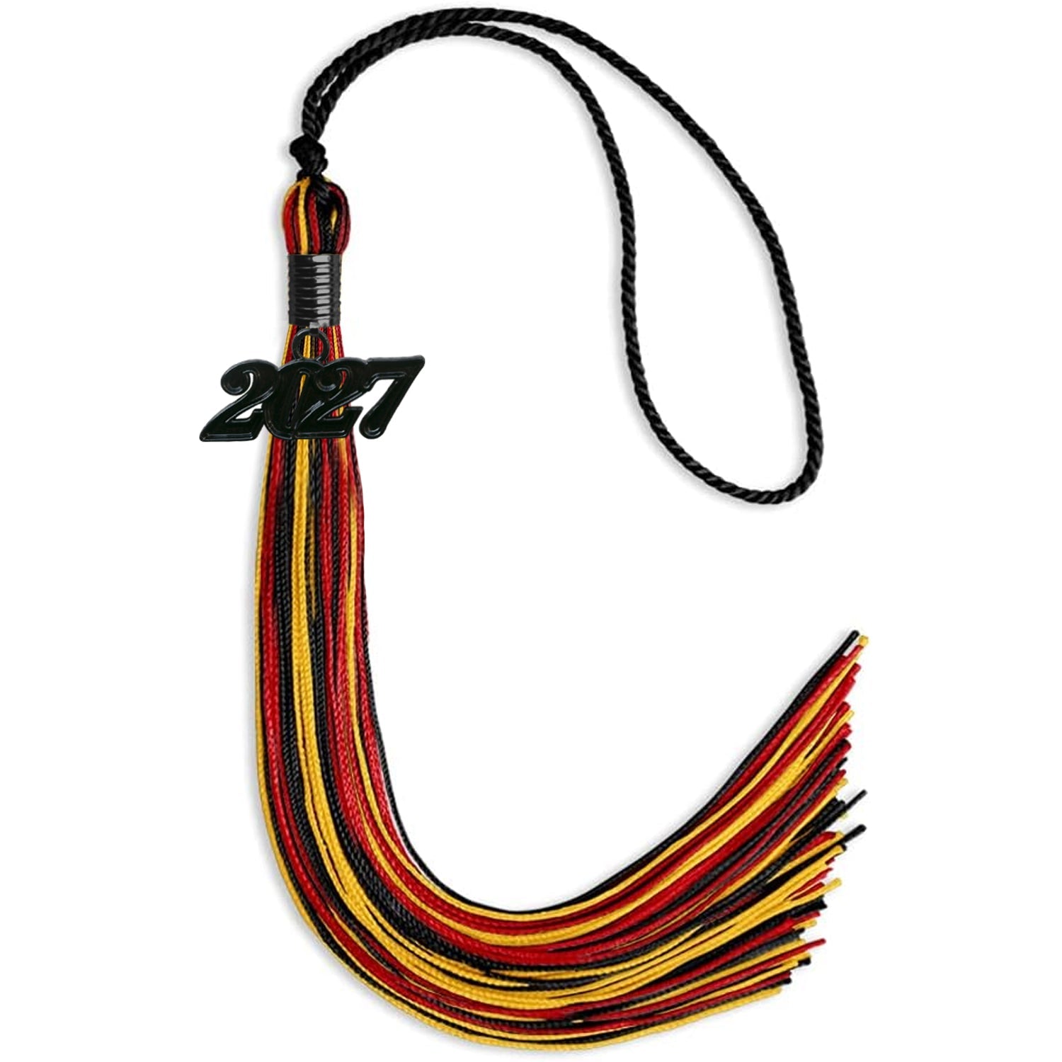 Black/Red/Gold Mixed Color Graduation Tassel with Black Date Drop - Endea Graduation