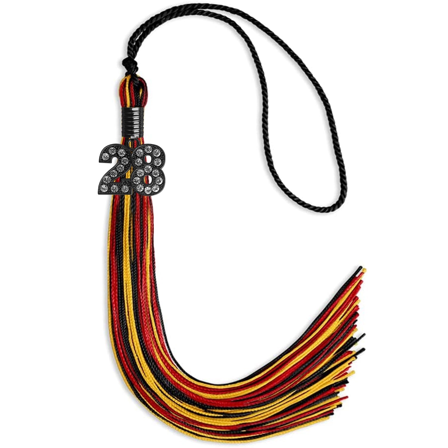 Black/Red/Gold Mixed Color Graduation Tassel with Black Date Drop - Endea Graduation