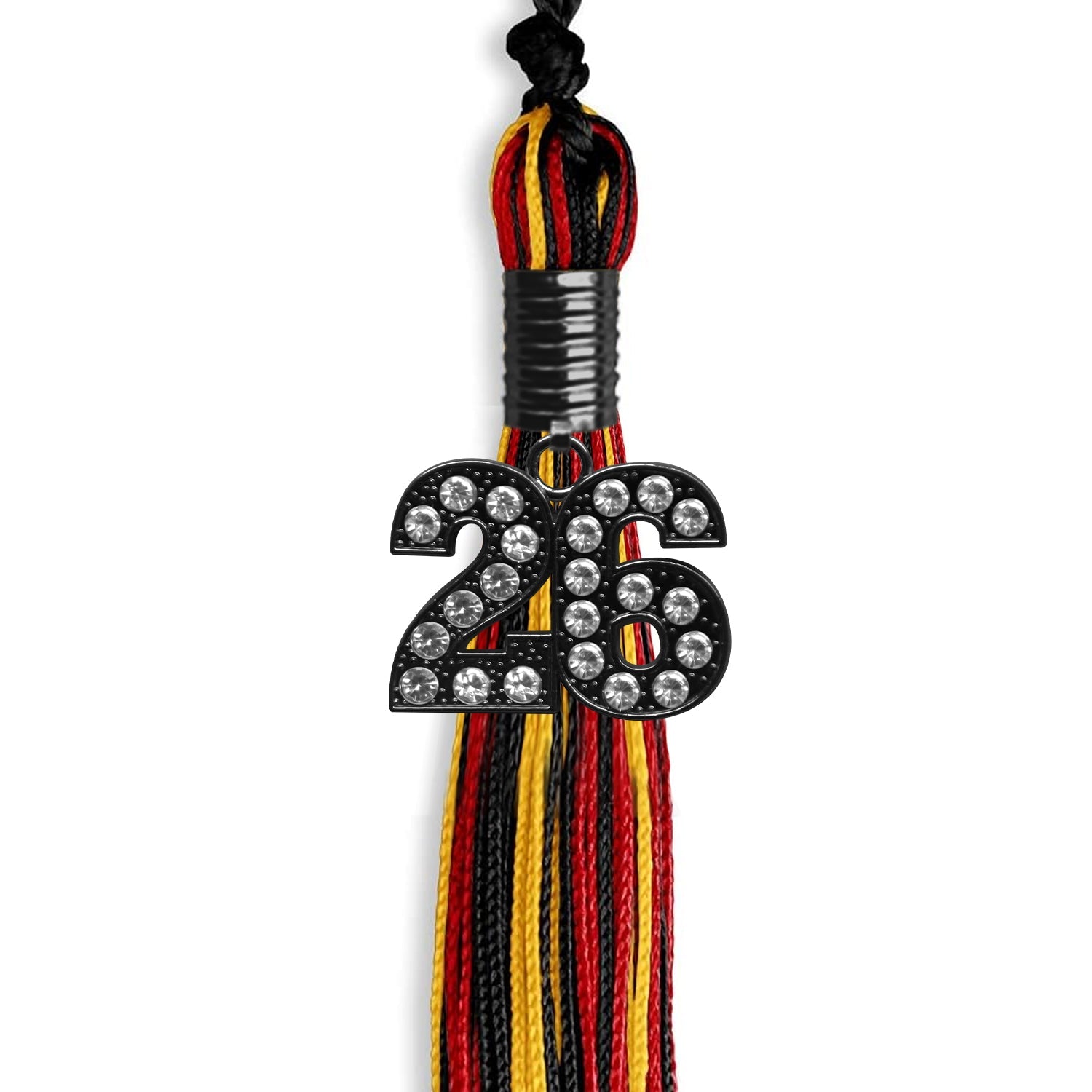 Black/Red/Gold Mixed Color Graduation Tassel with Black Date Drop - Endea Graduation