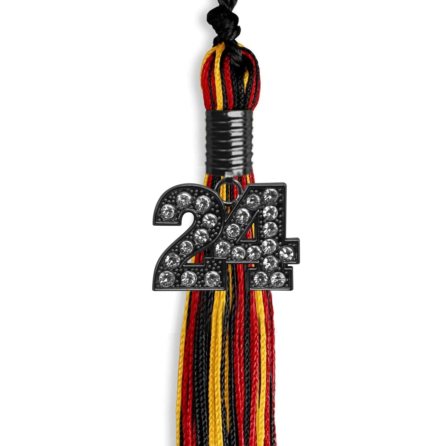 Black/Red/Gold Mixed Color Graduation Tassel with Black Date Drop - Endea Graduation