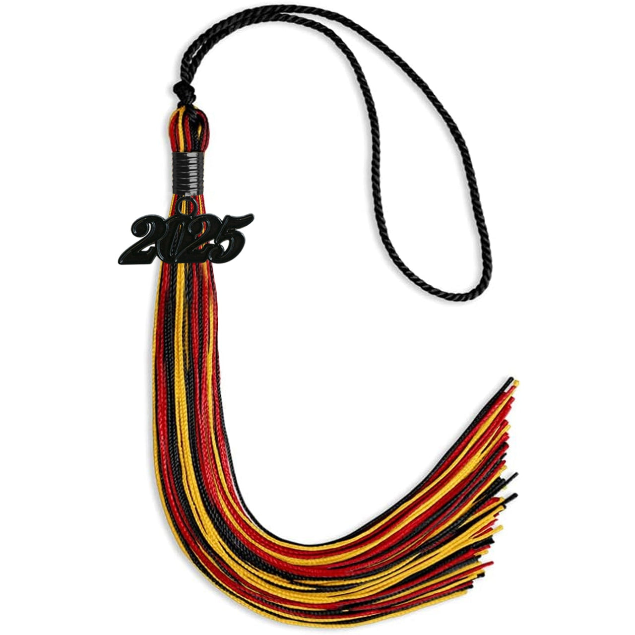 Black/Red/Gold Mixed Color Graduation Tassel with Black Date Drop - Endea Graduation