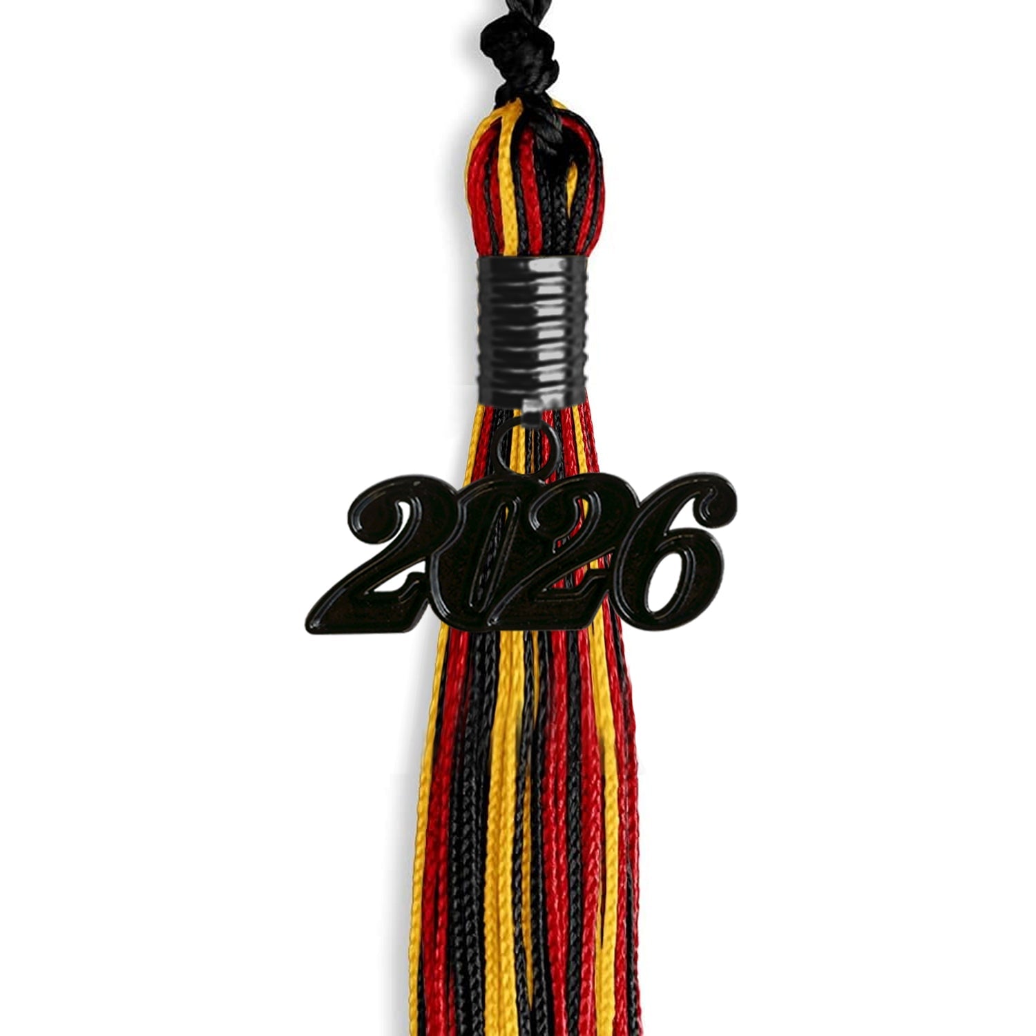 Black/Red/Gold Mixed Color Graduation Tassel with Black Date Drop - Endea Graduation