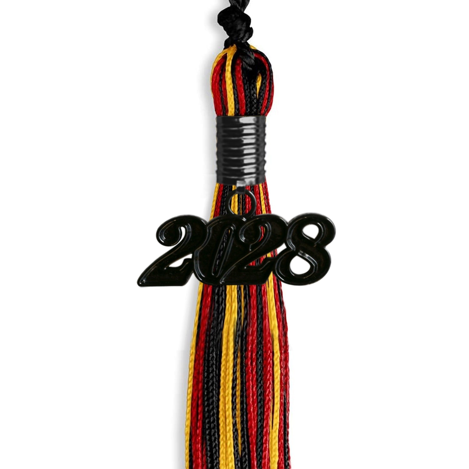 Black/Red/Gold Mixed Color Graduation Tassel with Black Date Drop - Endea Graduation