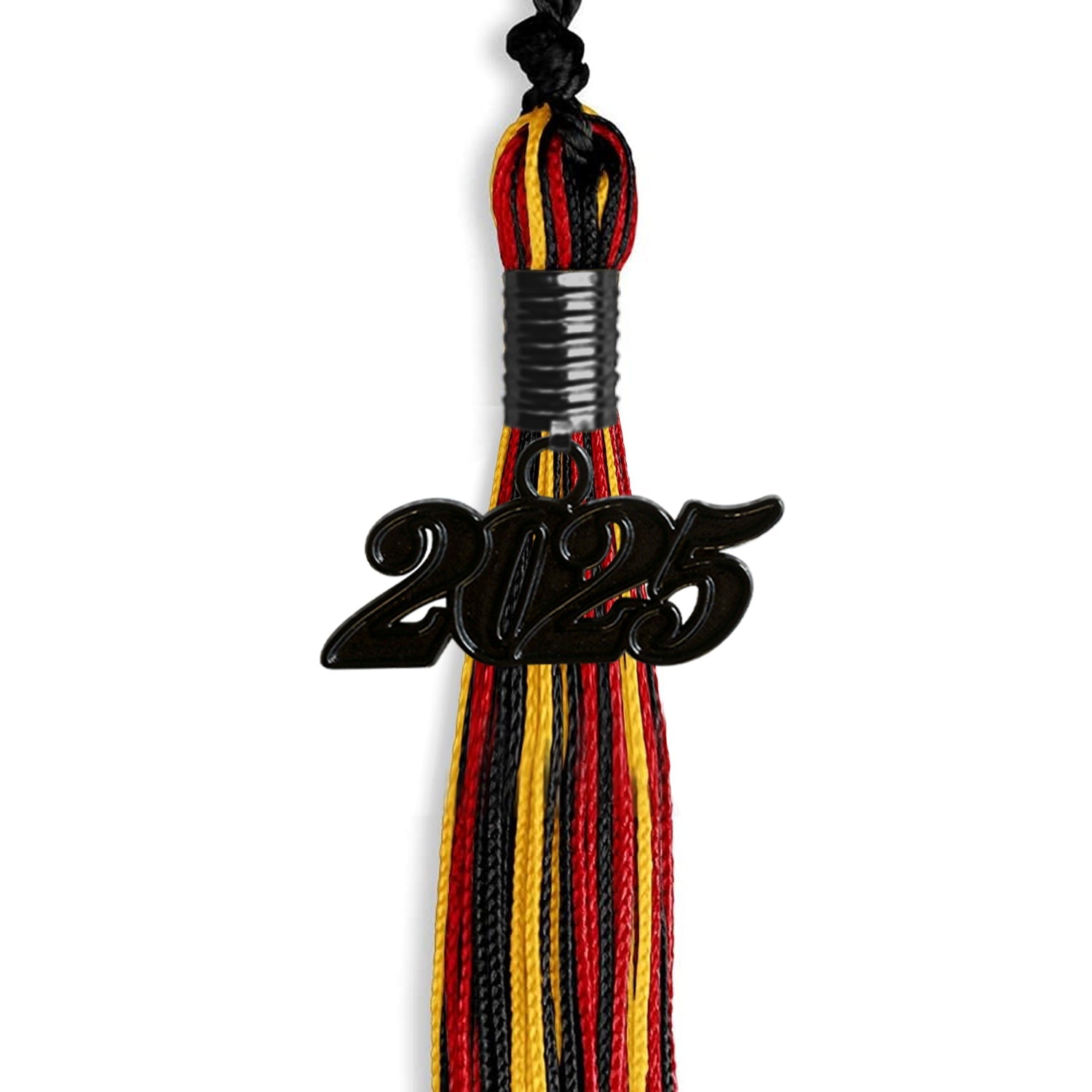 Black/Red/Gold Mixed Color Graduation Tassel with Black Date Drop - Endea Graduation