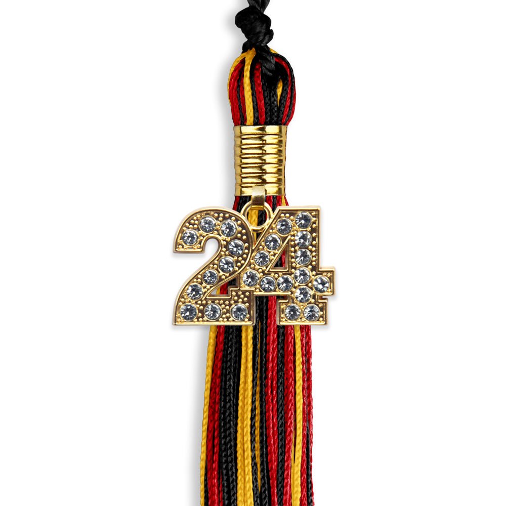 Black/Red/Gold Mixed Color Graduation Tassel with Gold Date Drop - Endea Graduation