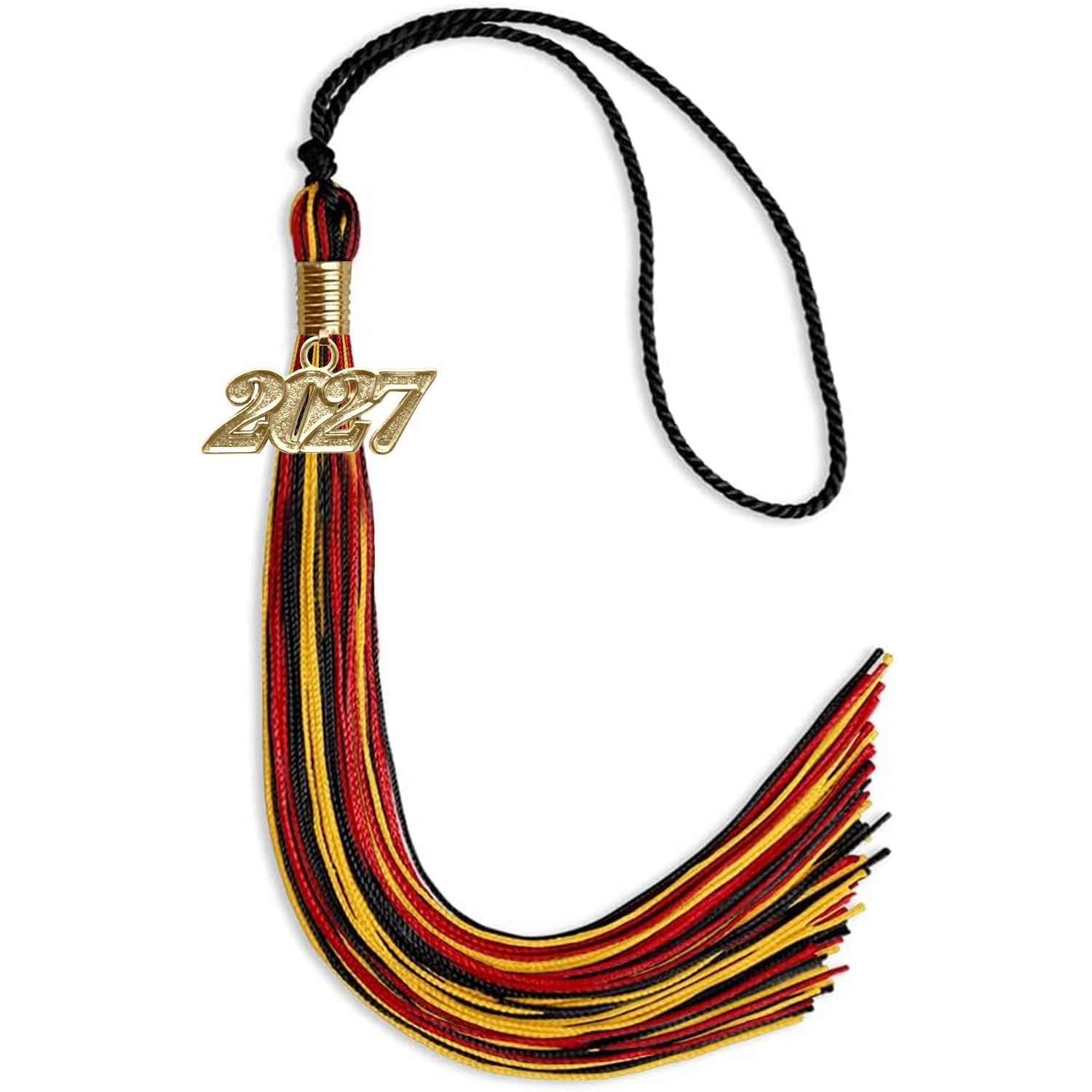 Black/Red/Gold Mixed Color Graduation Tassel with Gold Date Drop - Endea Graduation