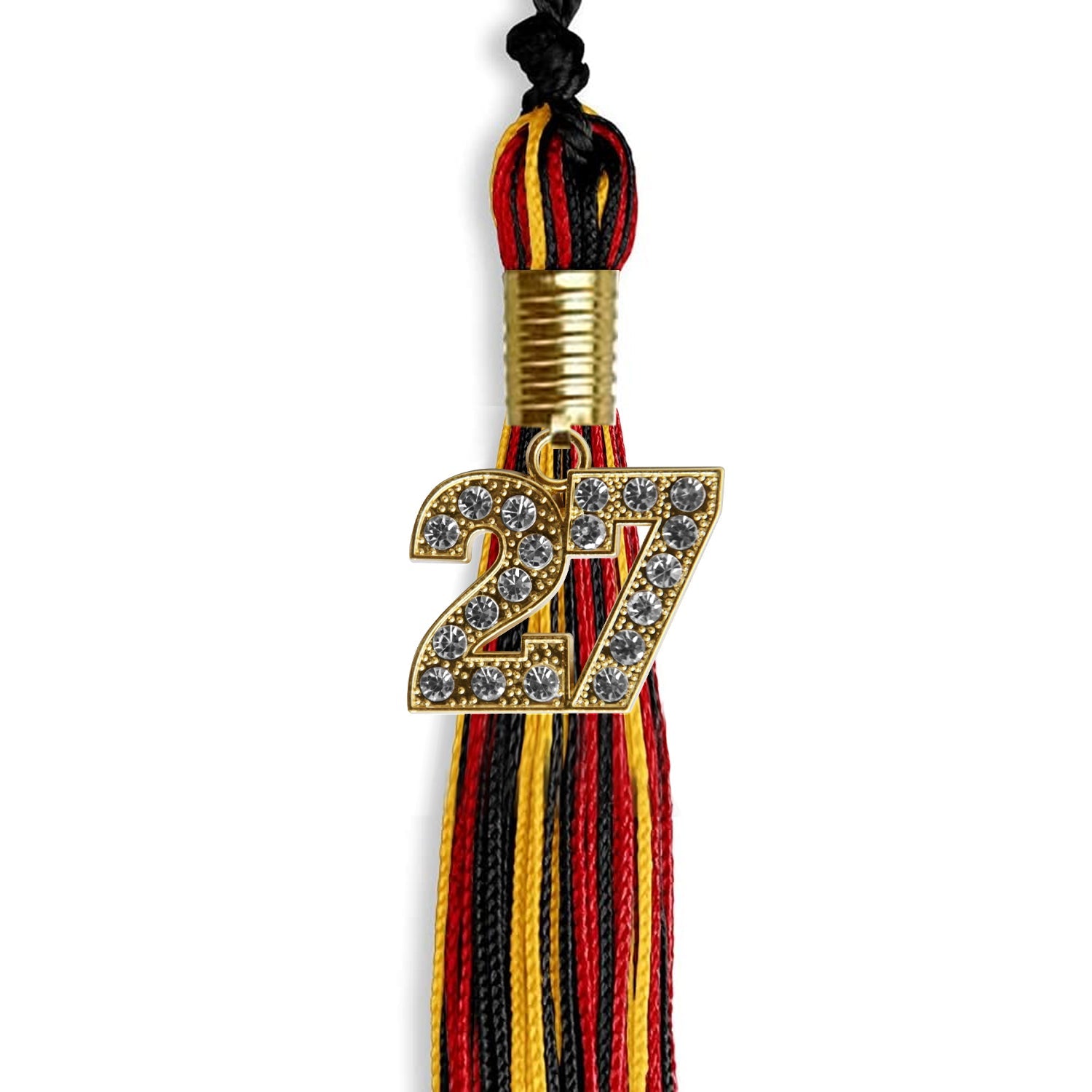 Black/Red/Gold Mixed Color Graduation Tassel with Gold Date Drop - Endea Graduation