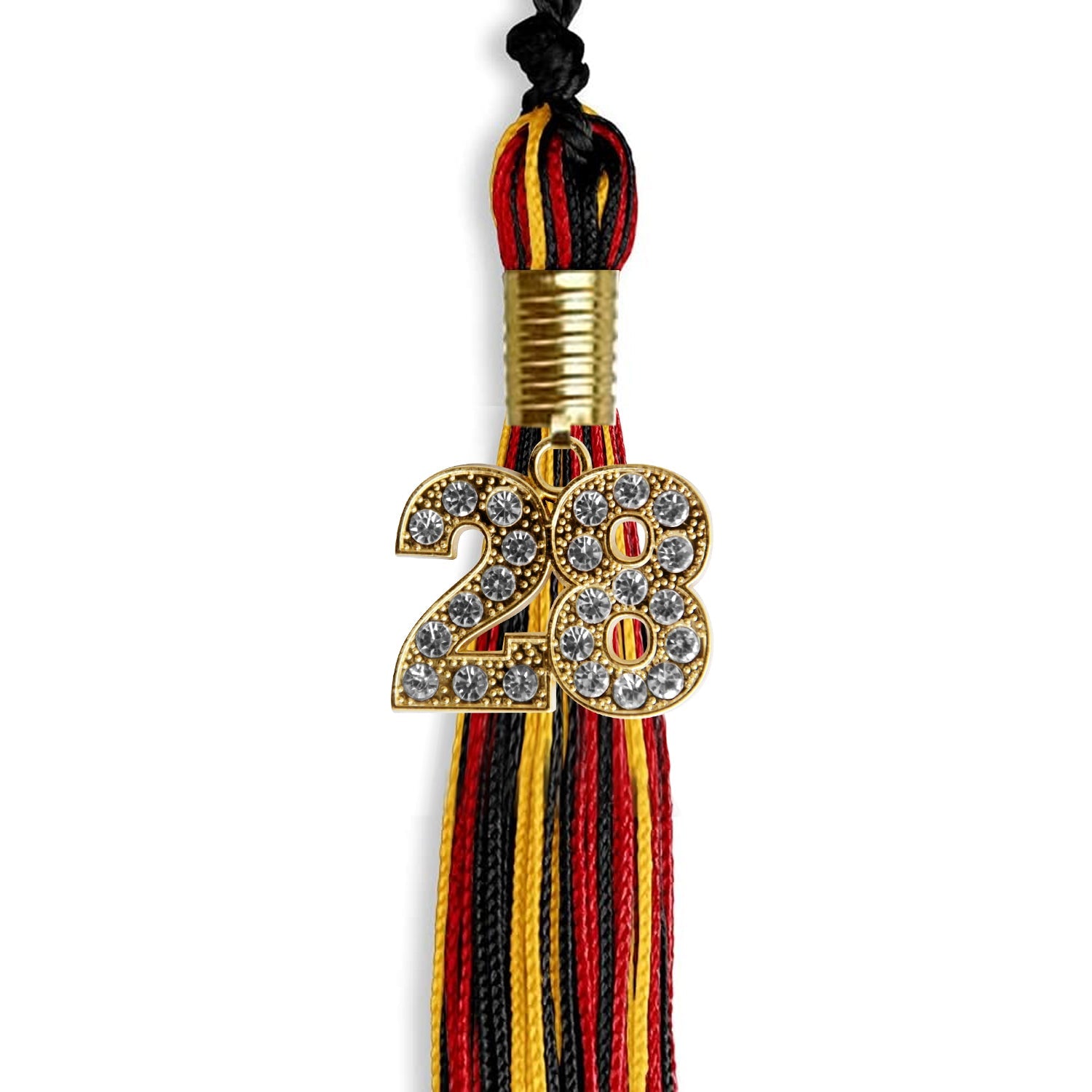 Black/Red/Gold Mixed Color Graduation Tassel with Gold Date Drop - Endea Graduation