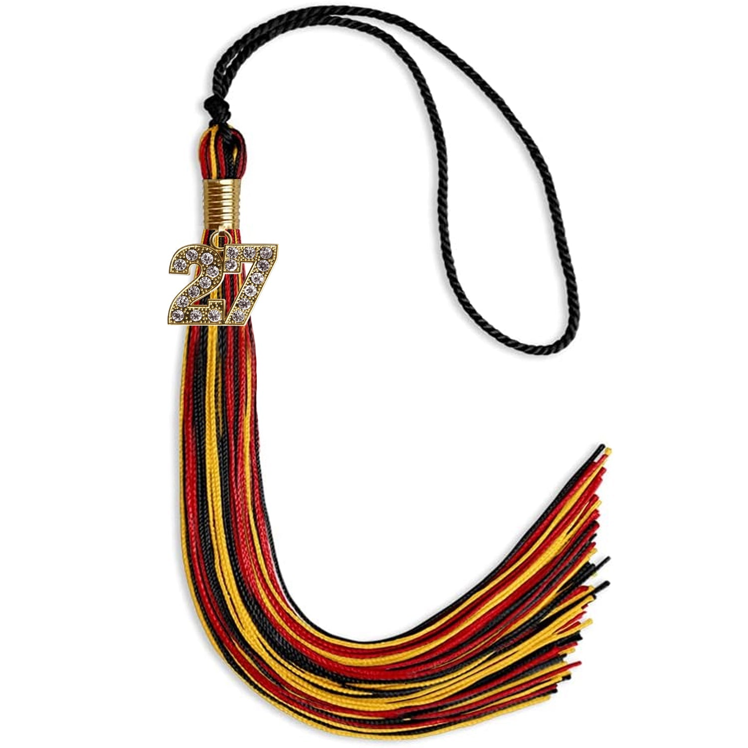 Black/Red/Gold Mixed Color Graduation Tassel with Gold Date Drop - Endea Graduation