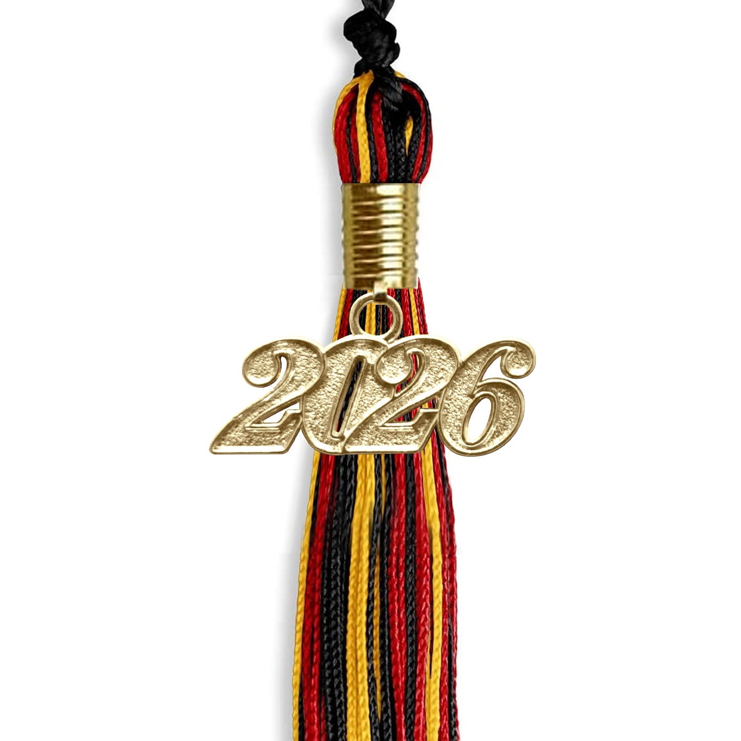 Black/Red/Gold Mixed Color Graduation Tassel with Gold Date Drop - Endea Graduation