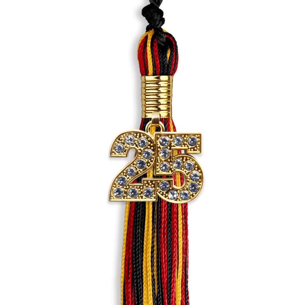 Black/Red/Gold Mixed Color Graduation Tassel with Gold Date Drop - Endea Graduation