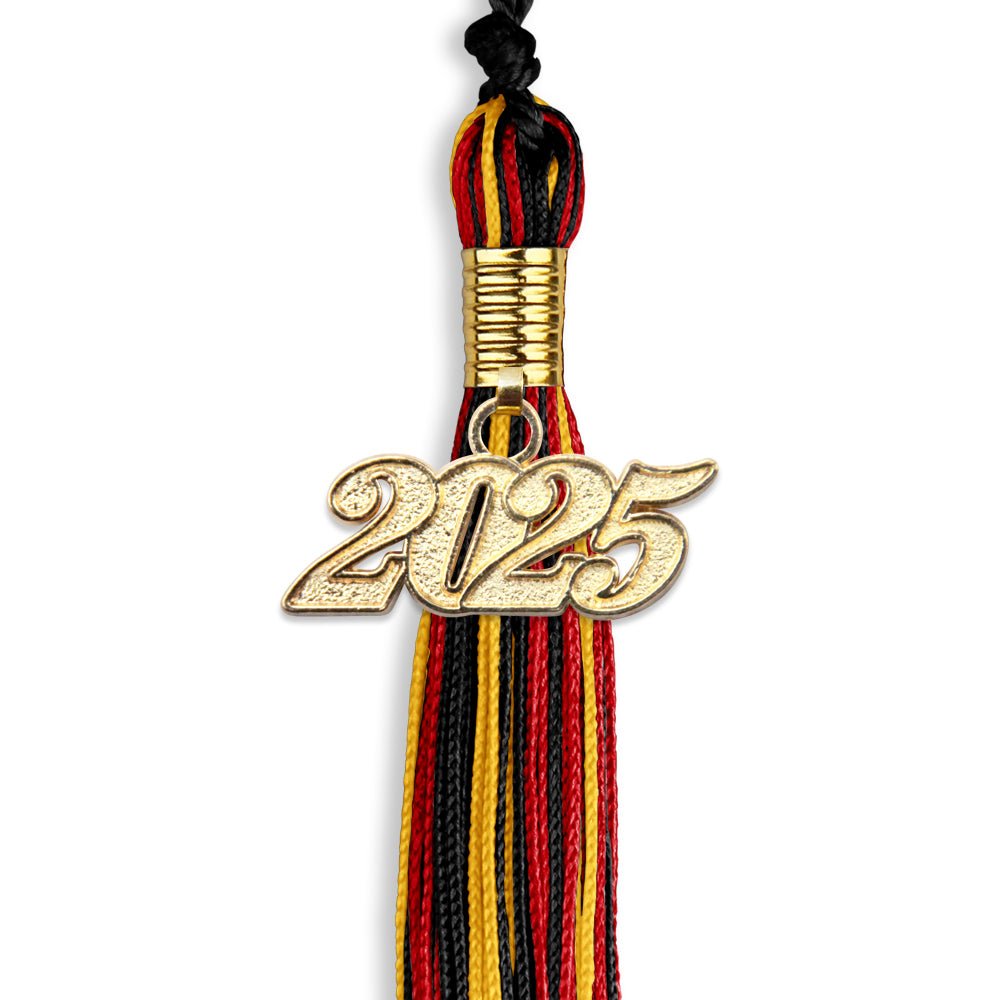 Black/Red/Gold Mixed Color Graduation Tassel with Gold Date Drop - Endea Graduation