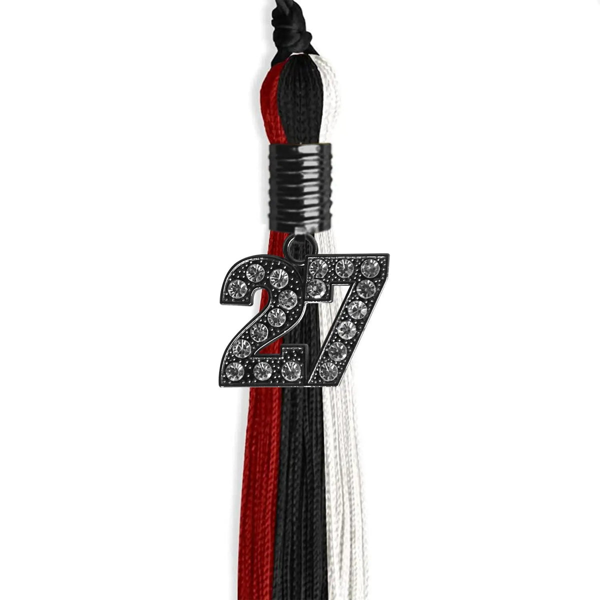 Black/Red/White Graduation Tassel with Black Bling Charm - Endea Graduation