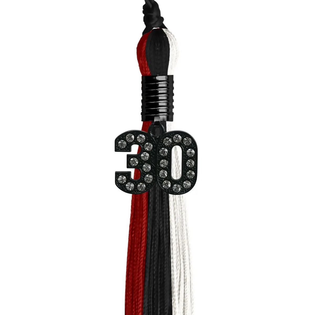 Black/Red/White Graduation Tassel with Black Bling Charm - Endea Graduation