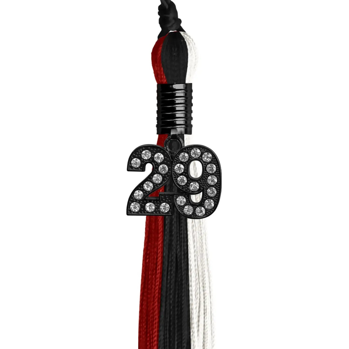 Black/Red/White Graduation Tassel with Black Bling Charm - Endea Graduation