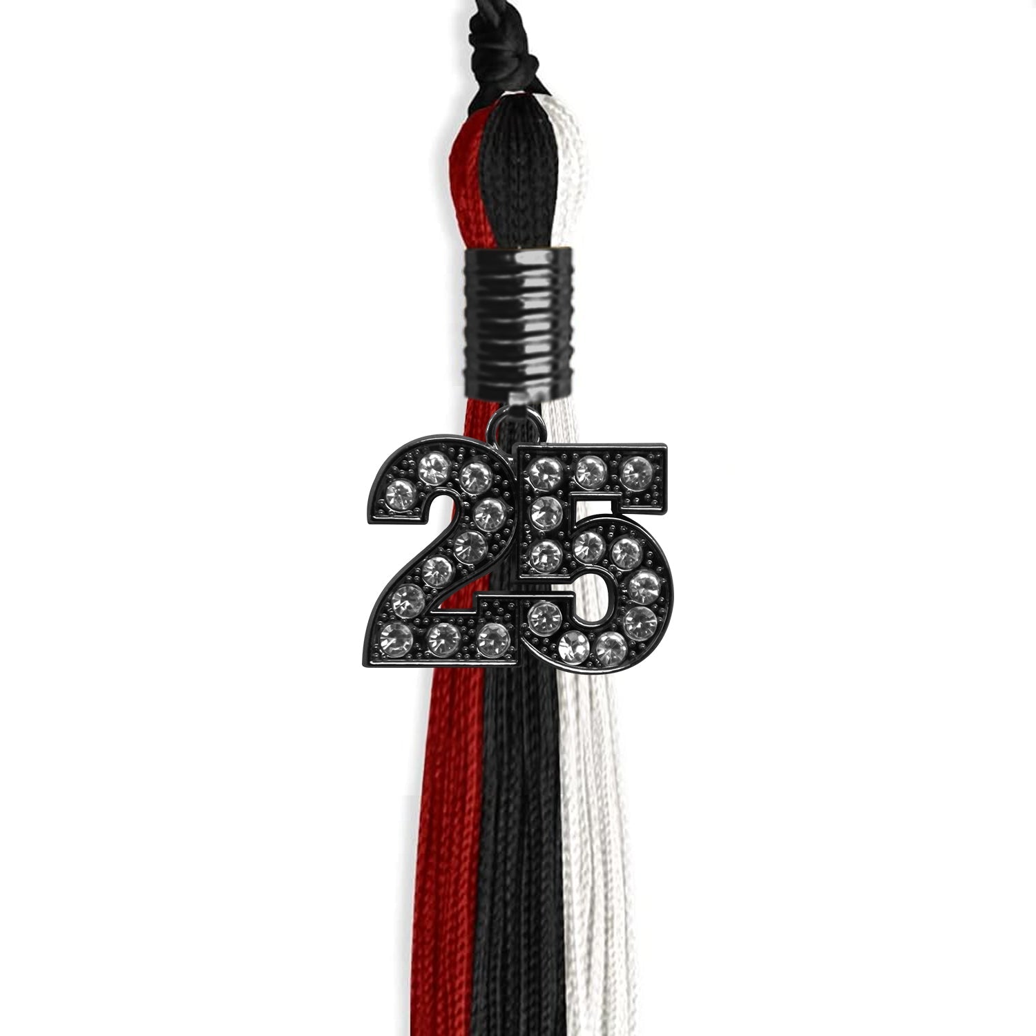 Black/Red/White Graduation Tassel with Black Date Drop - Endea Graduation