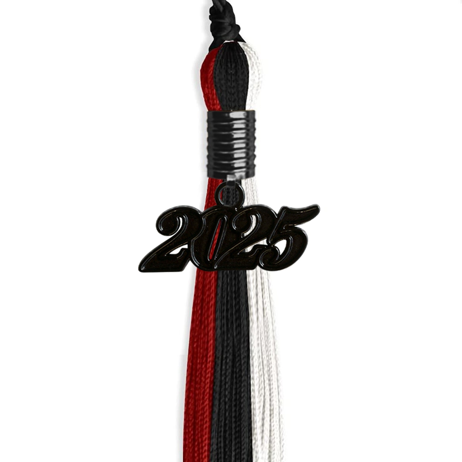 Black/Red/White Graduation Tassel with Black Date Drop - Endea Graduation