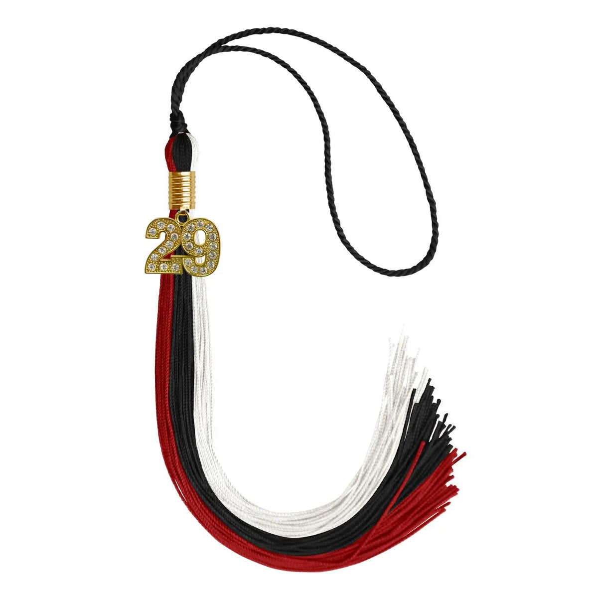 Black/Red/White Graduation Tassel with Gold Bling Charm - Endea Graduation