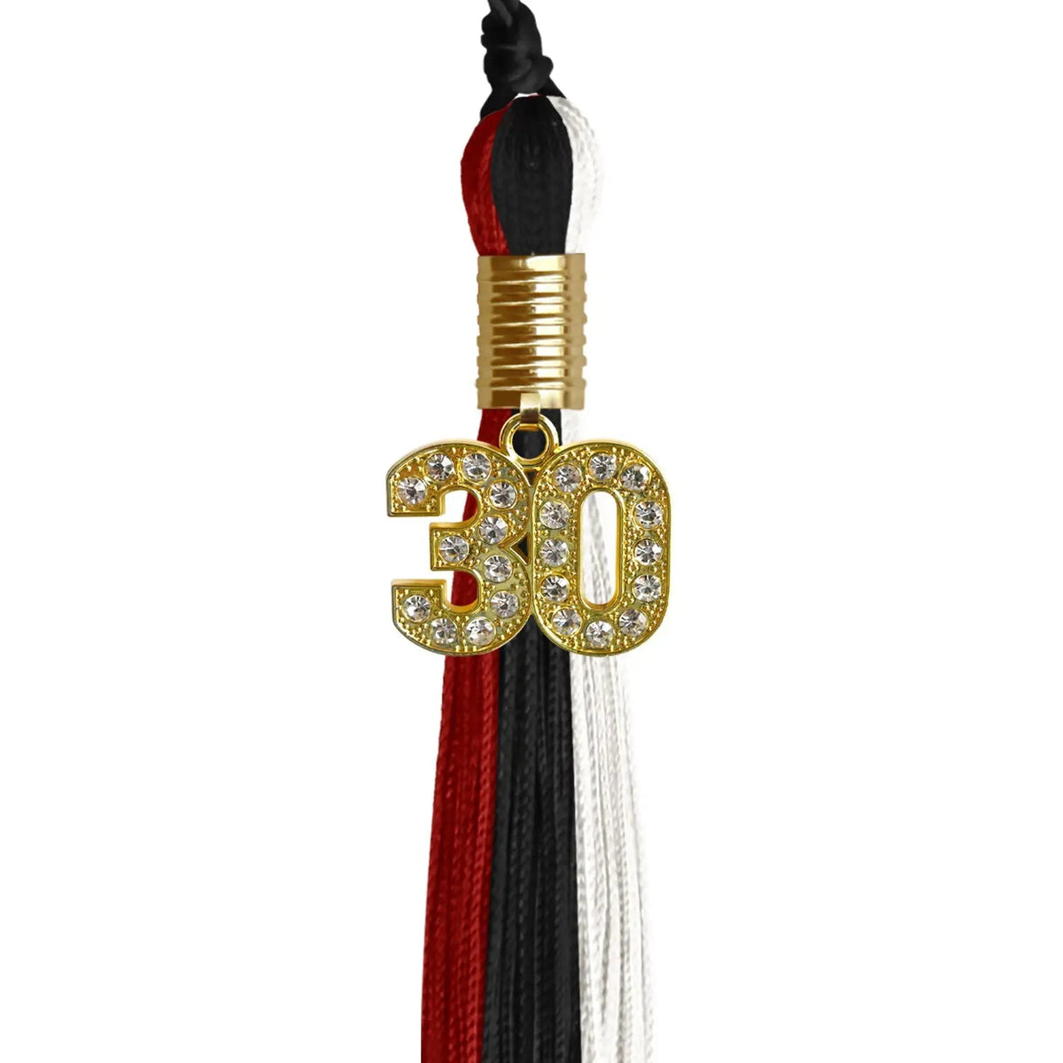 Black/Red/White Graduation Tassel with Gold Bling Charm - Endea Graduation