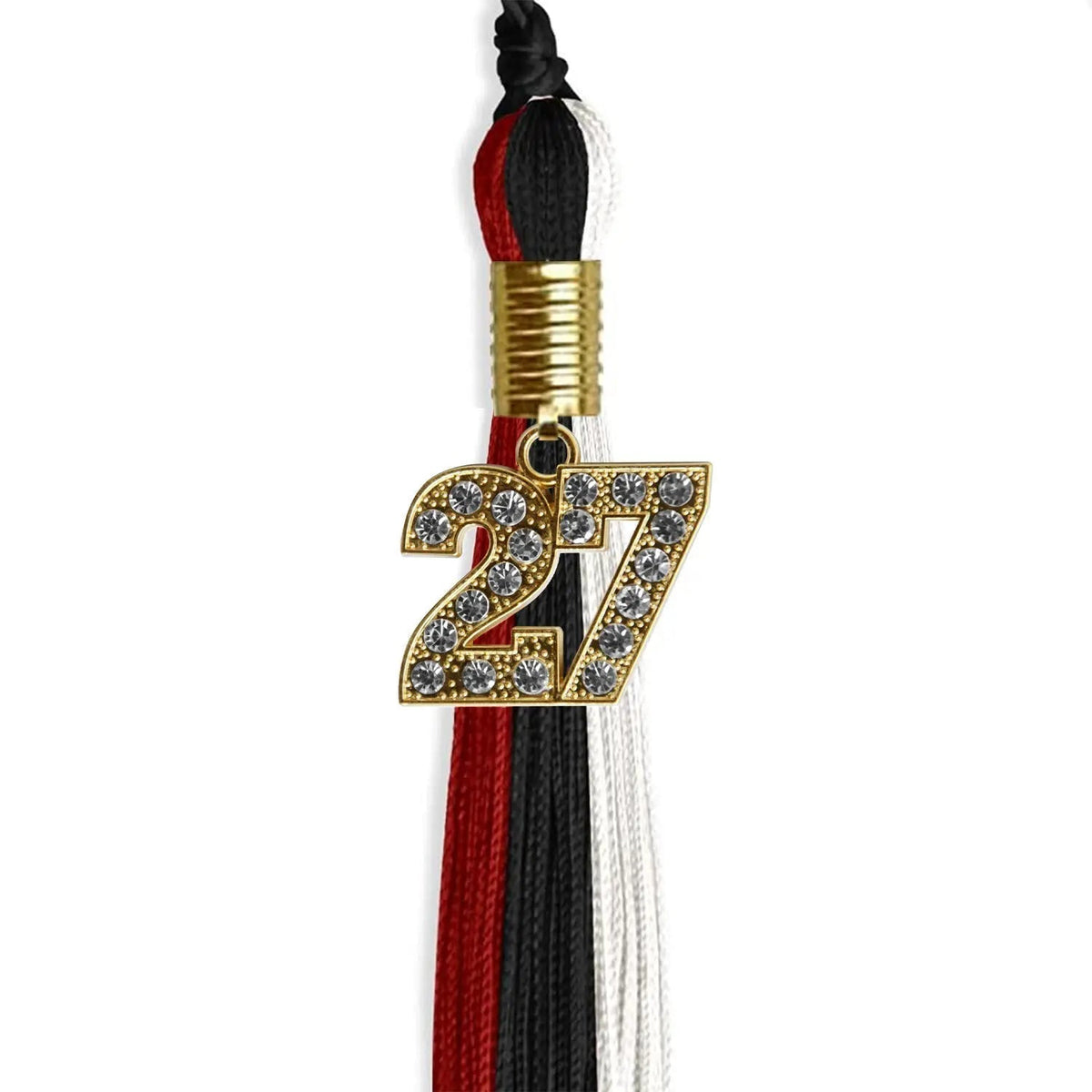 Black/Red/White Graduation Tassel with Gold Bling Charm - Endea Graduation