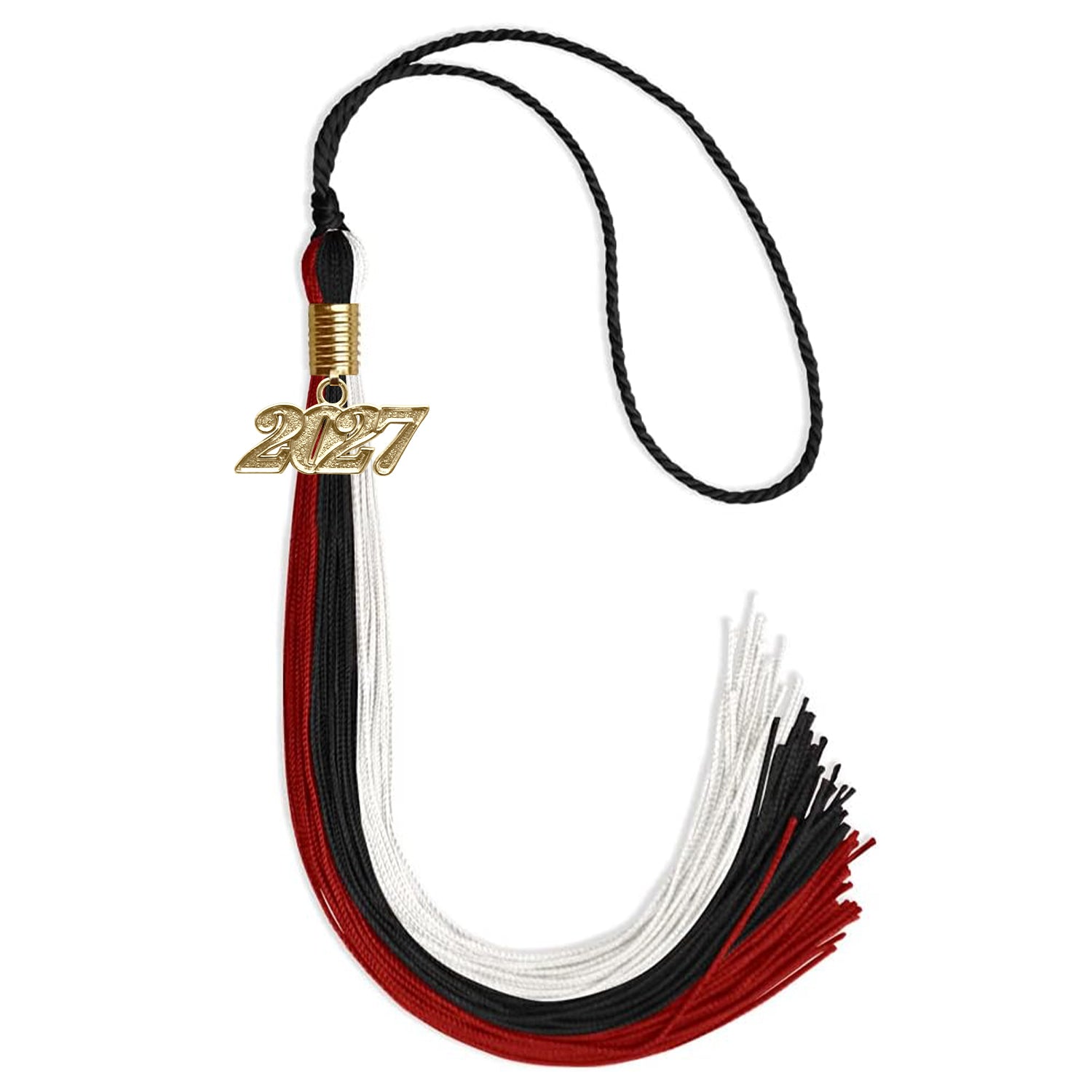 Black/Red/White Graduation Tassel with Gold Date Drop - Endea Graduation