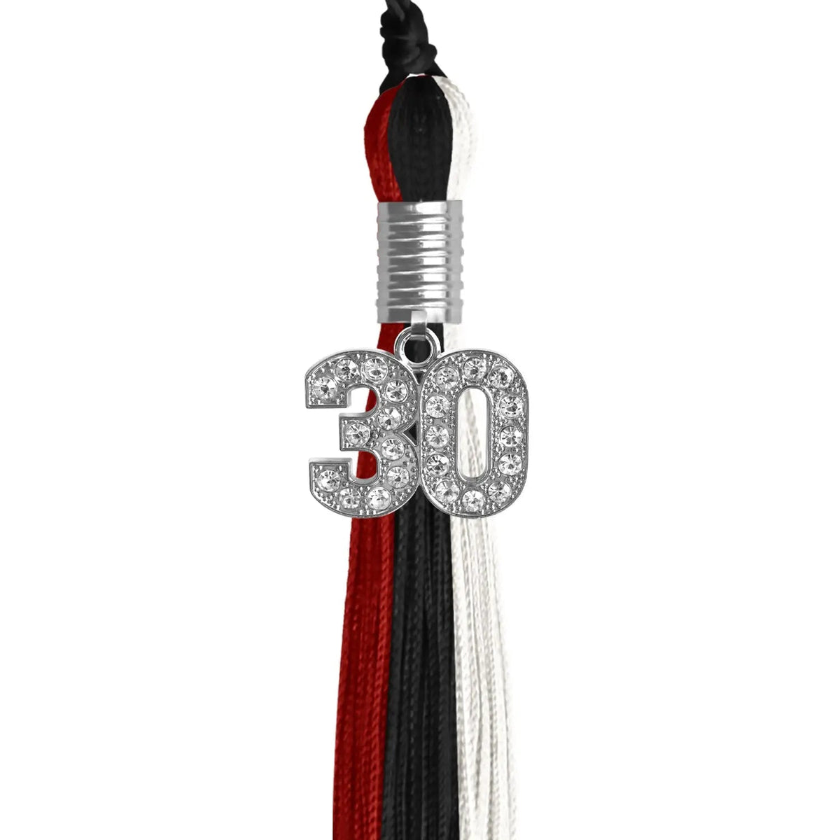 Black/Red/White Graduation Tassel with Silver Bling Charm - Endea Graduation